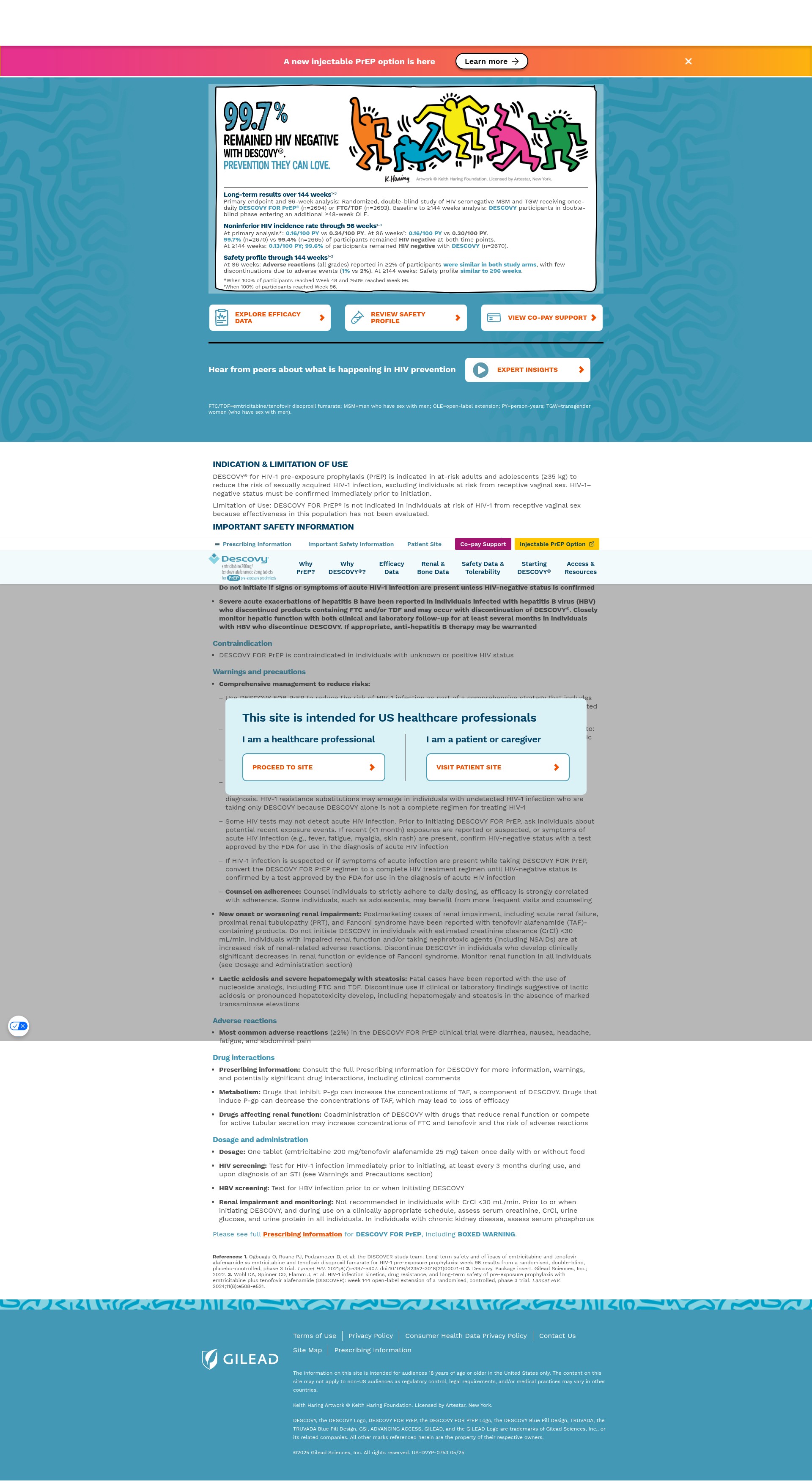 Screenshot of www.descovyhcp.com