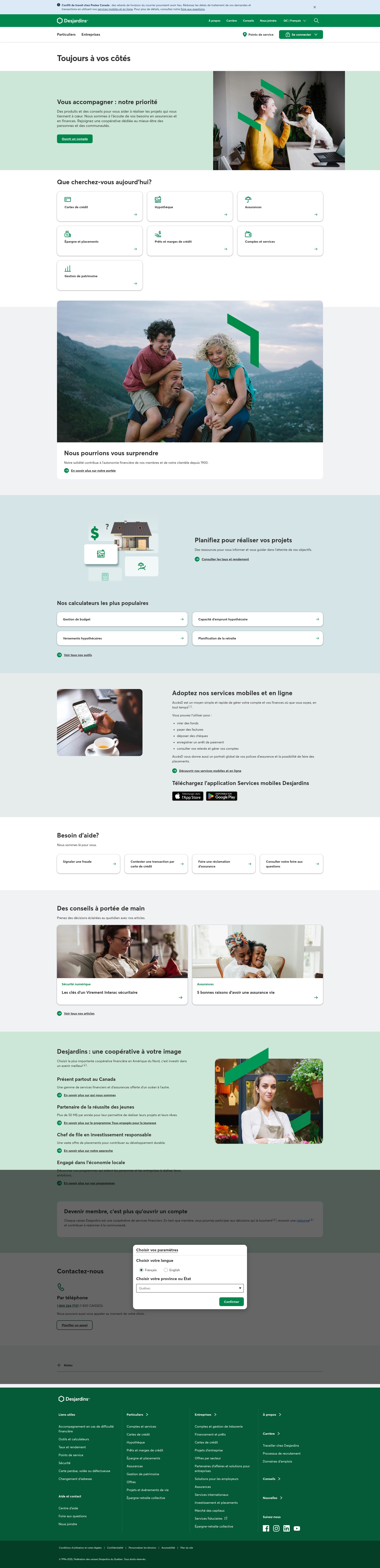 Screenshot of www.desjardins.com