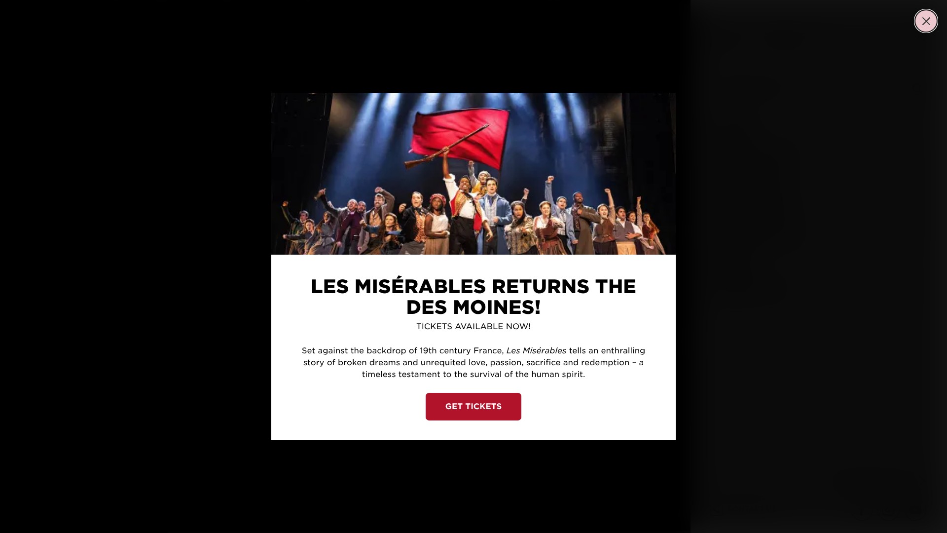 Screenshot of www.desmoinesperformingarts.org