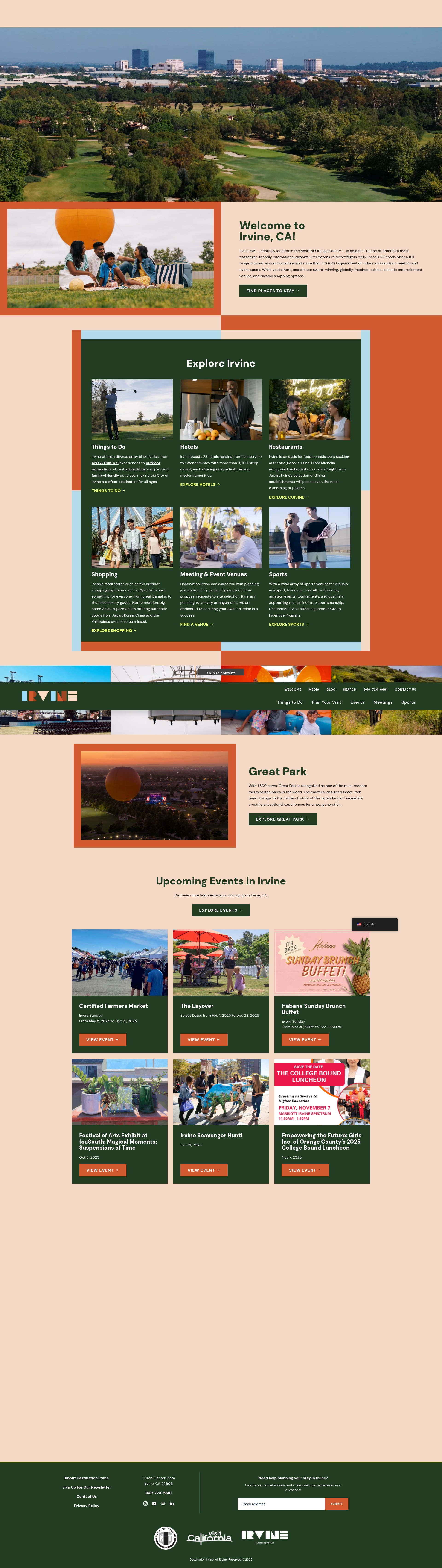 Screenshot of www.destinationirvine.com