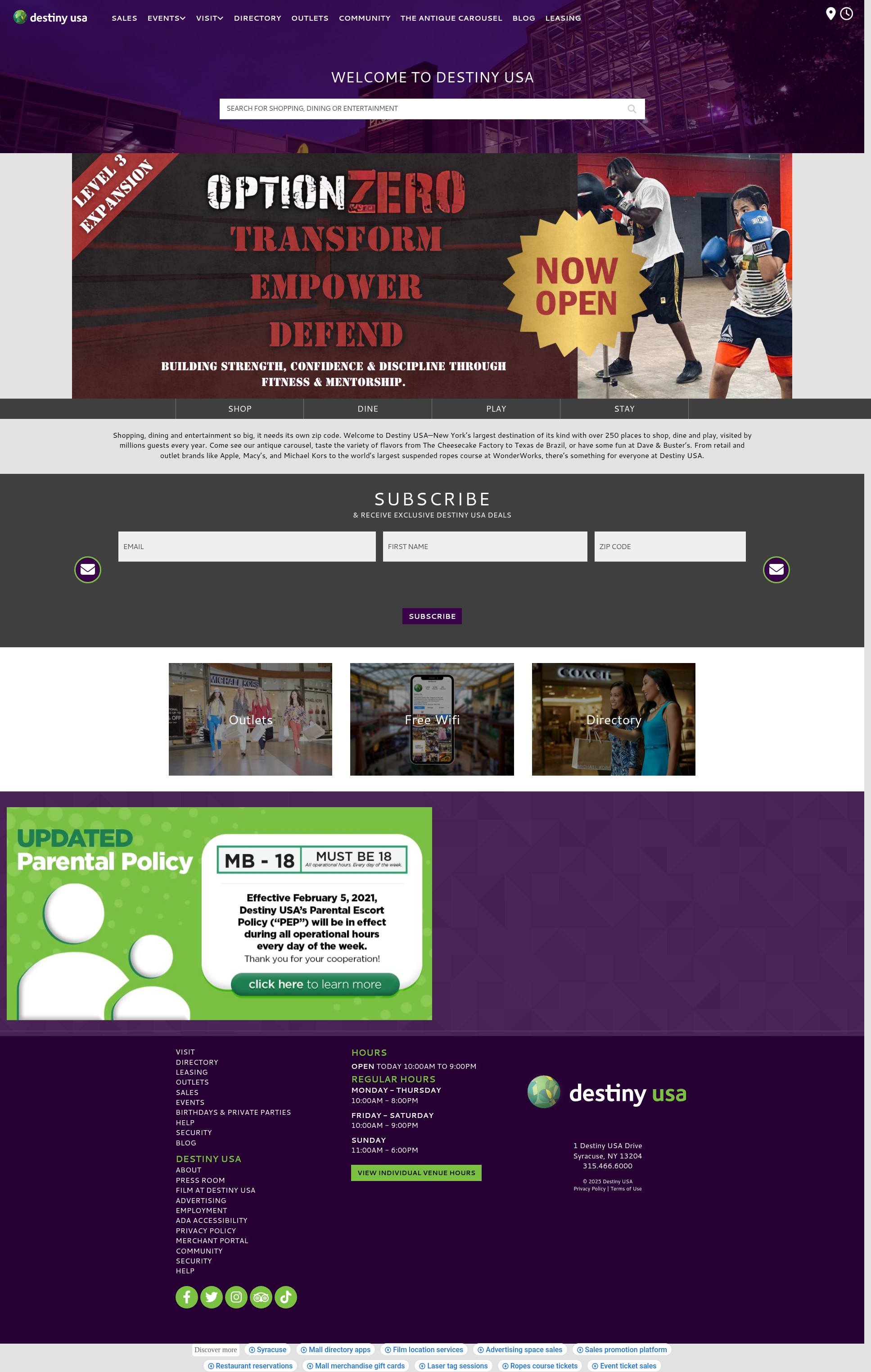 Screenshot of www.destinyusa.com