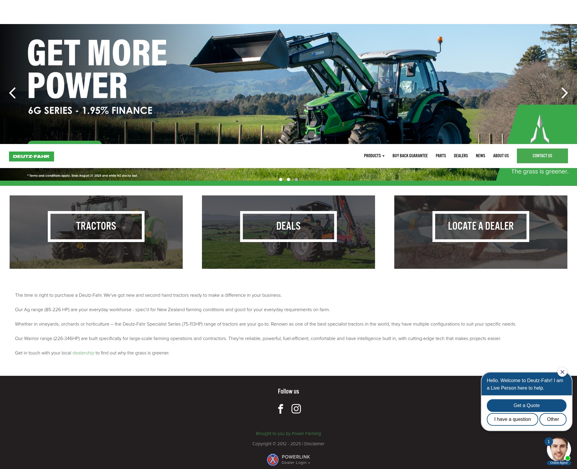 Screenshot of www.deutztractors.co.nz