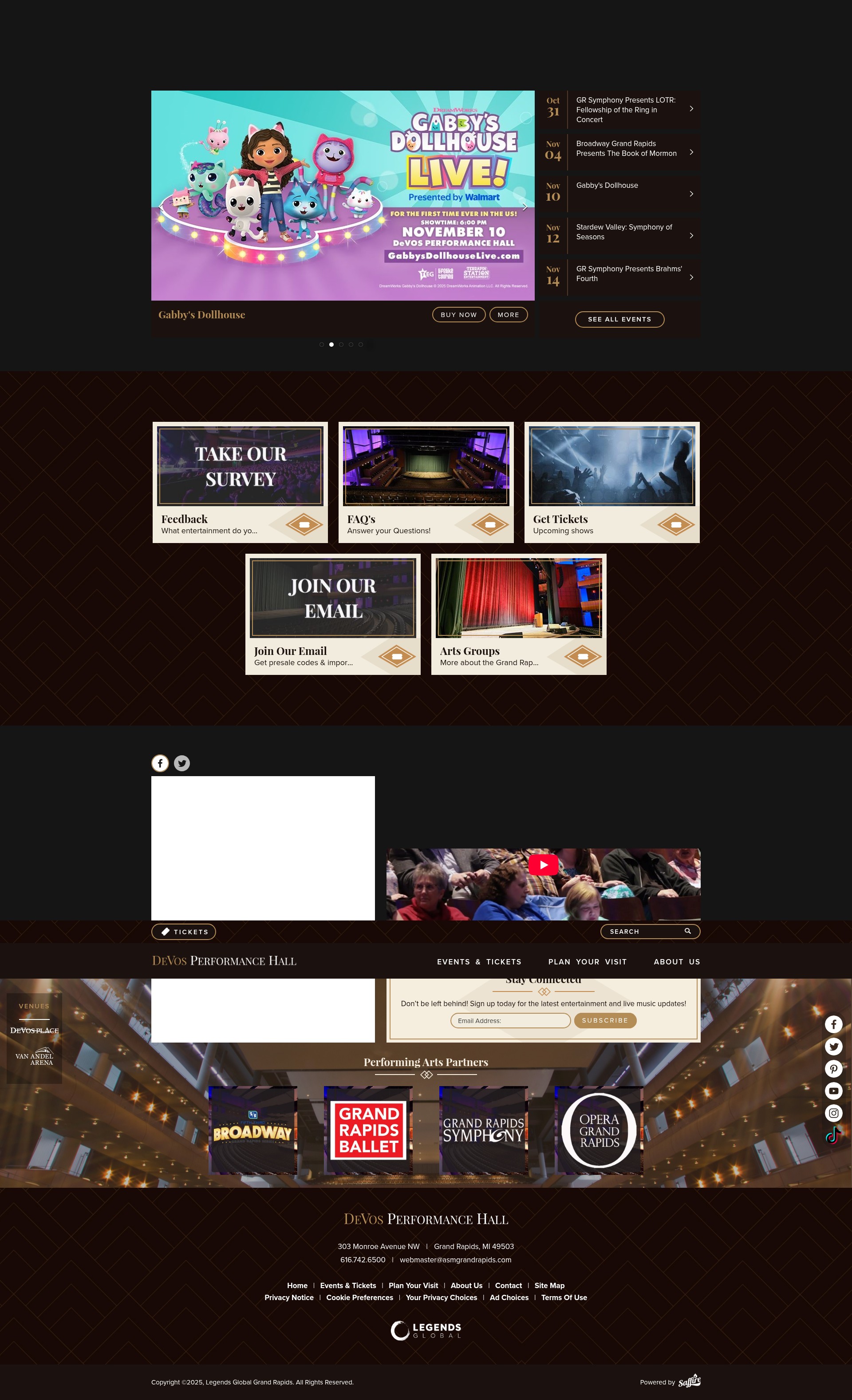 Screenshot of www.devosperformancehall.com