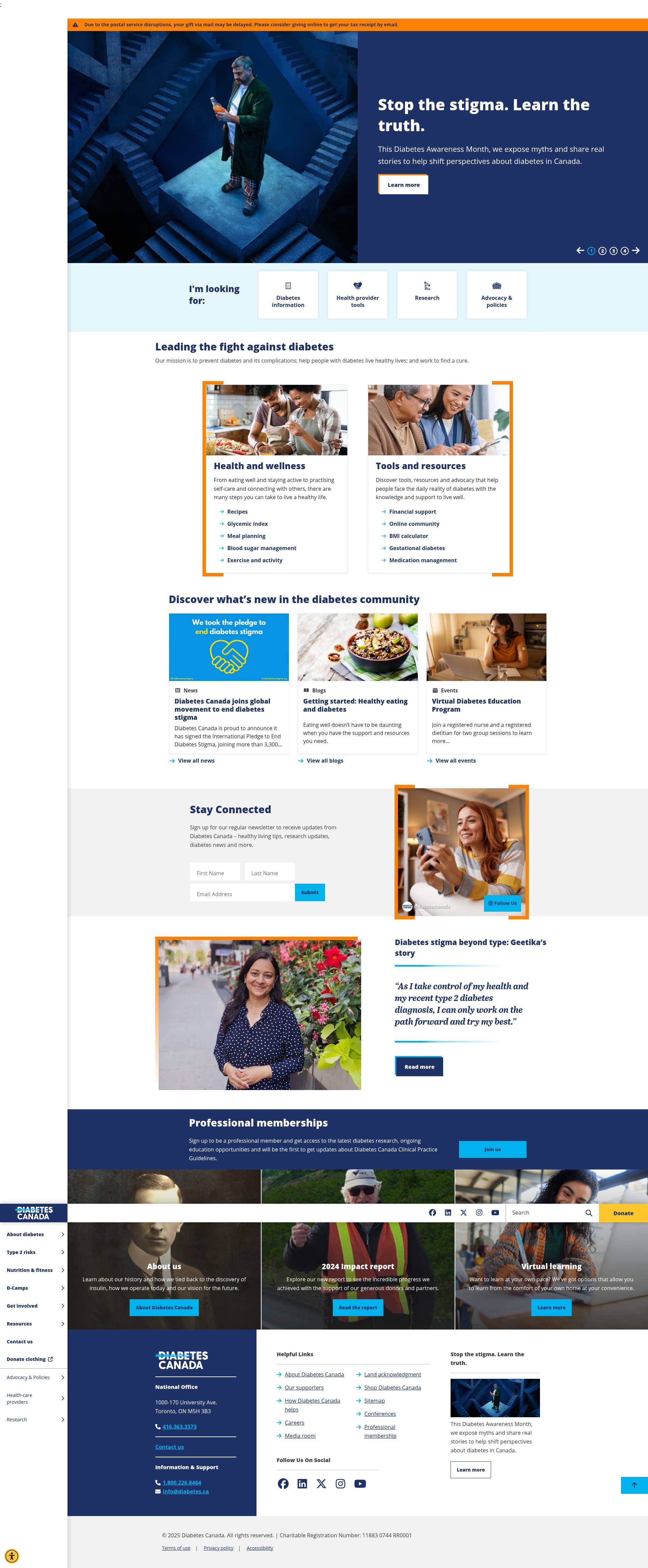 Screenshot of www.diabetes.ca