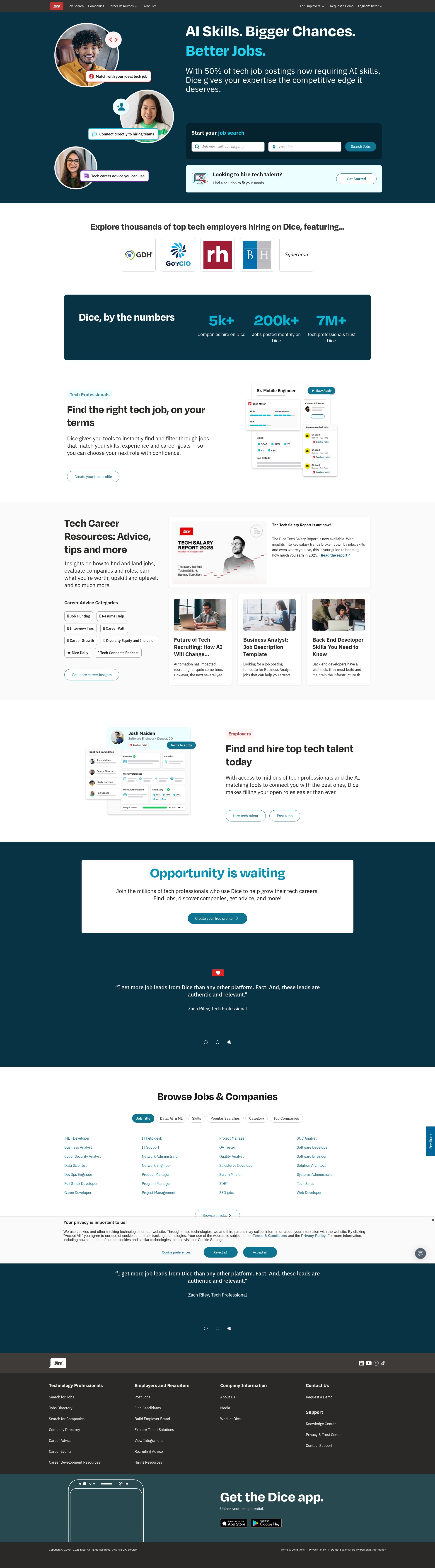 Screenshot of www.dice.com