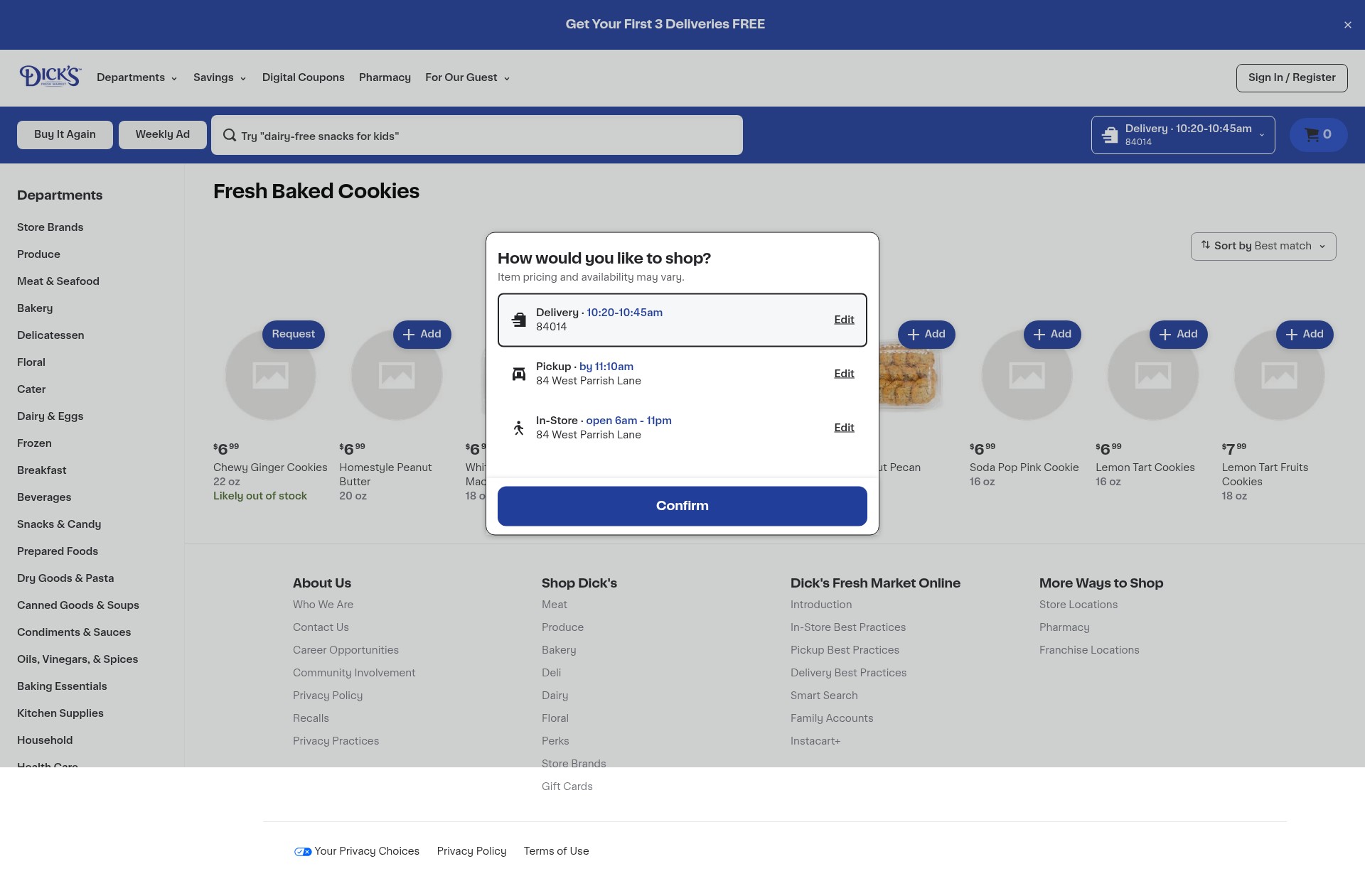 Screenshot of www.dicksmarket.com