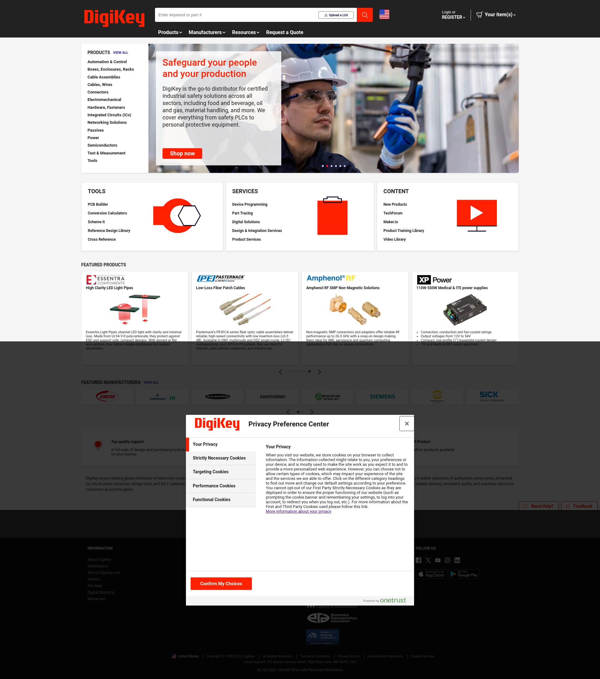 Screenshot of www.digikey.com