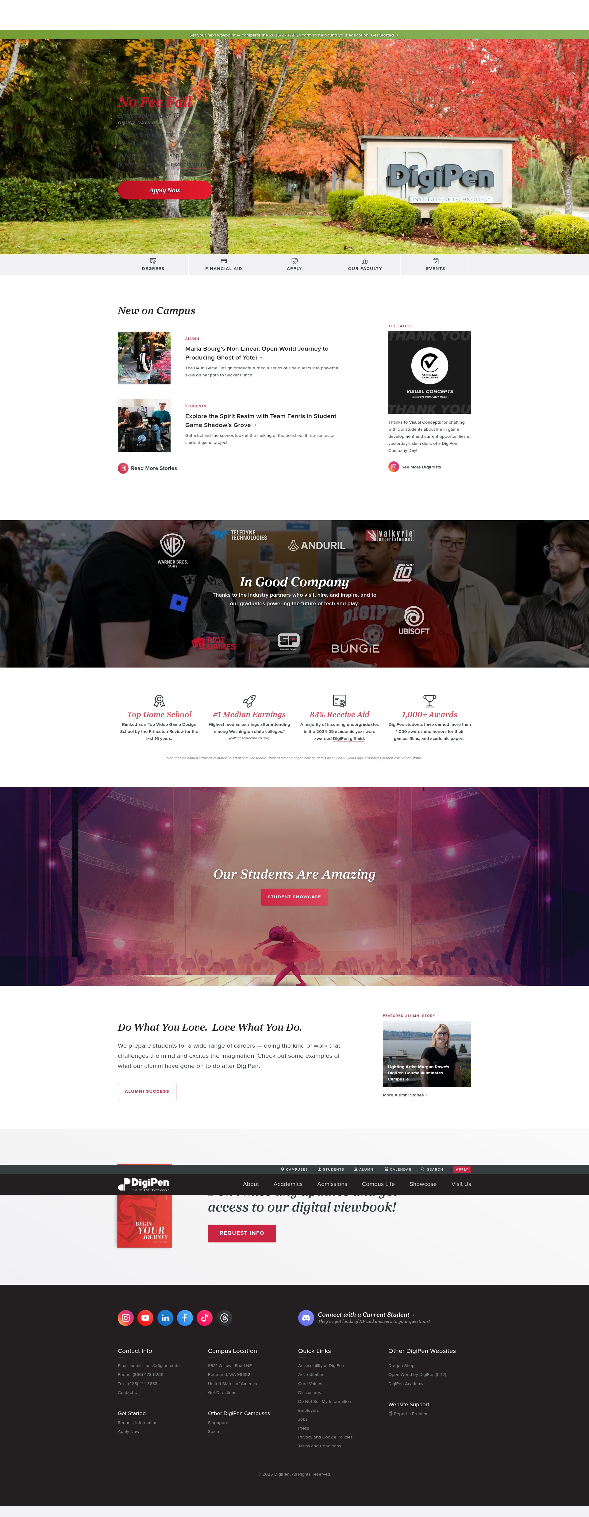 Screenshot of www.digipen.edu