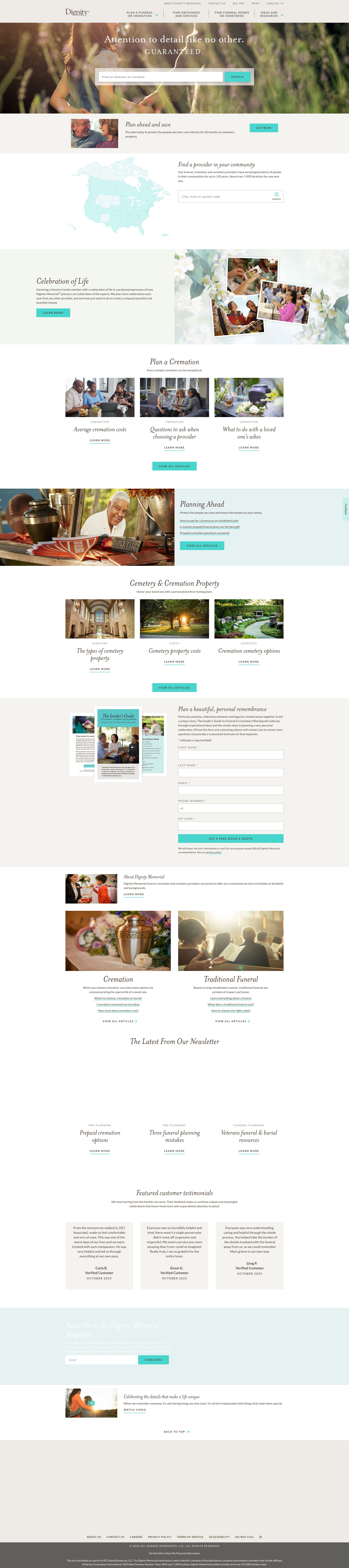 Screenshot of www.dignitymemorial.com