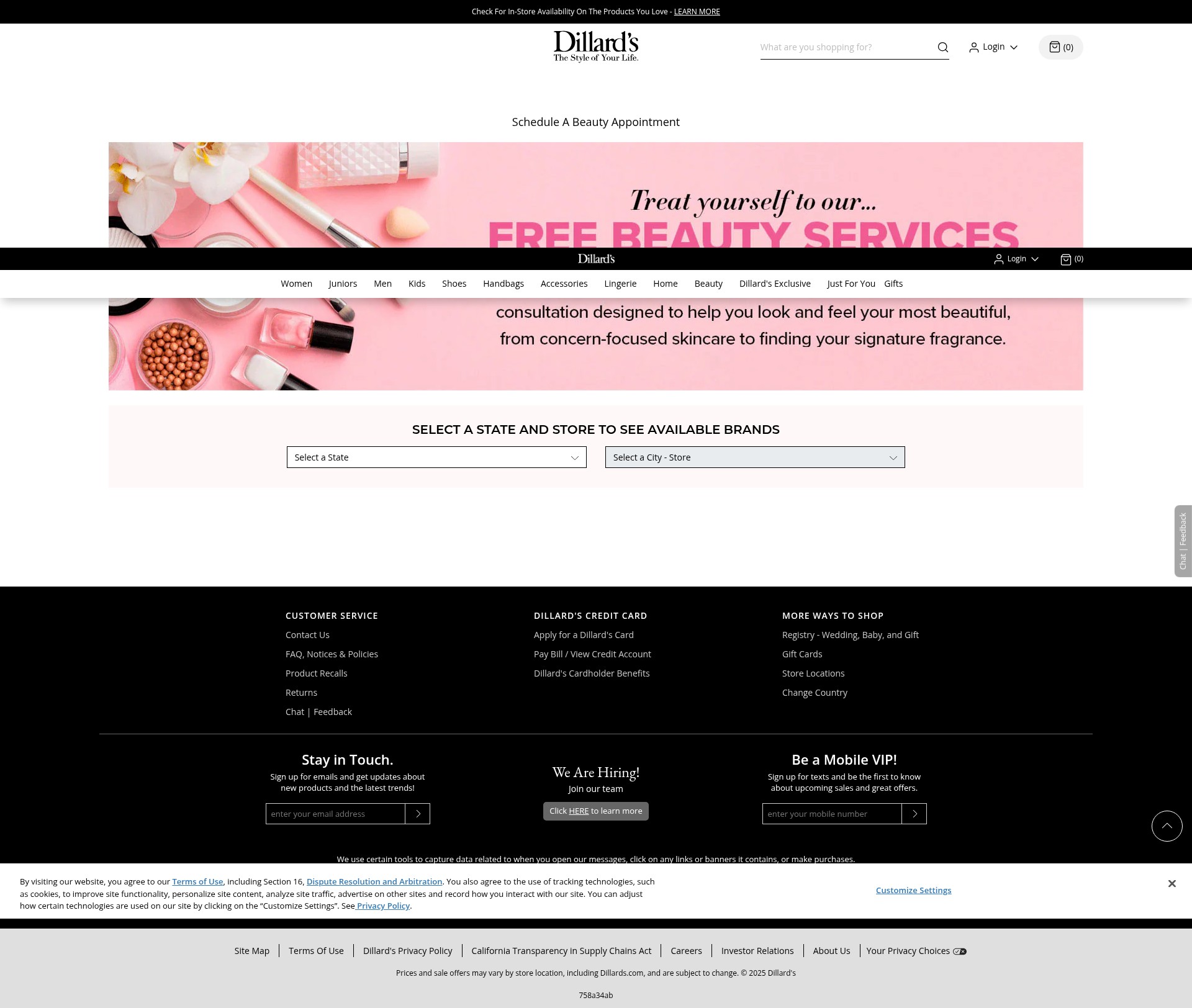 Screenshot of www.dillards.com