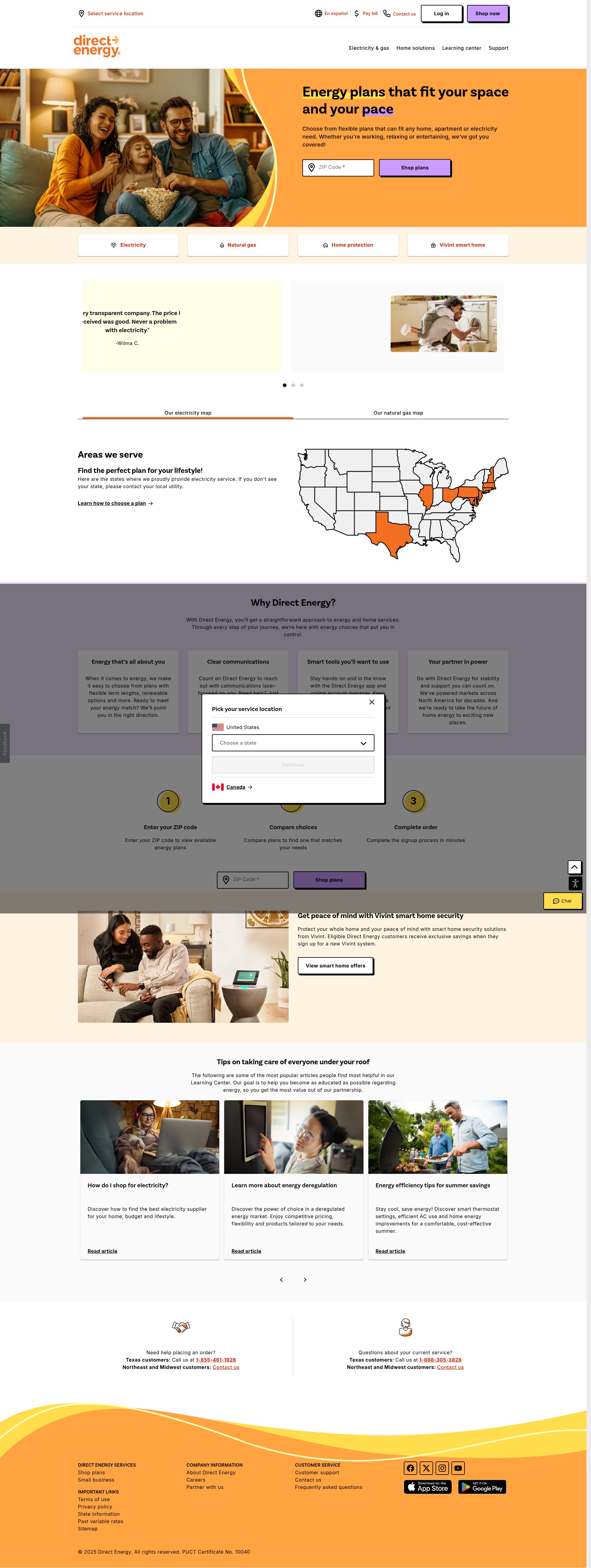 Screenshot of www.directenergy.com