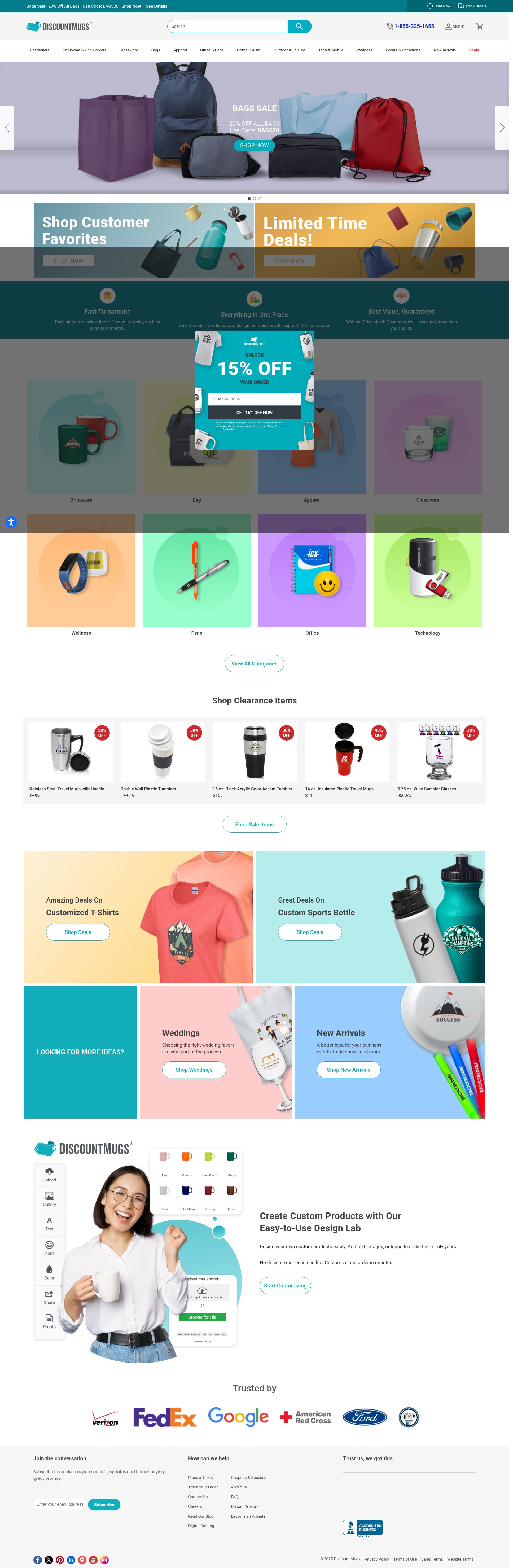 Screenshot of www.discountmugs.com