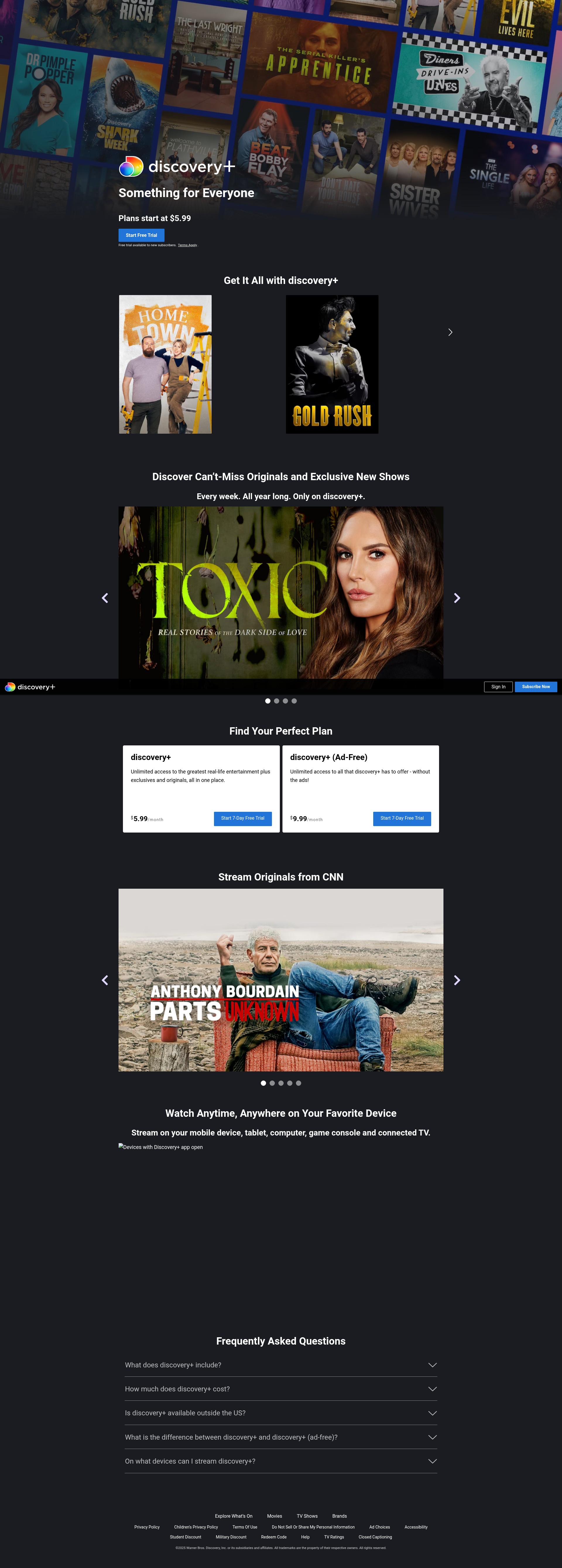 Screenshot of www.discoveryplus.com