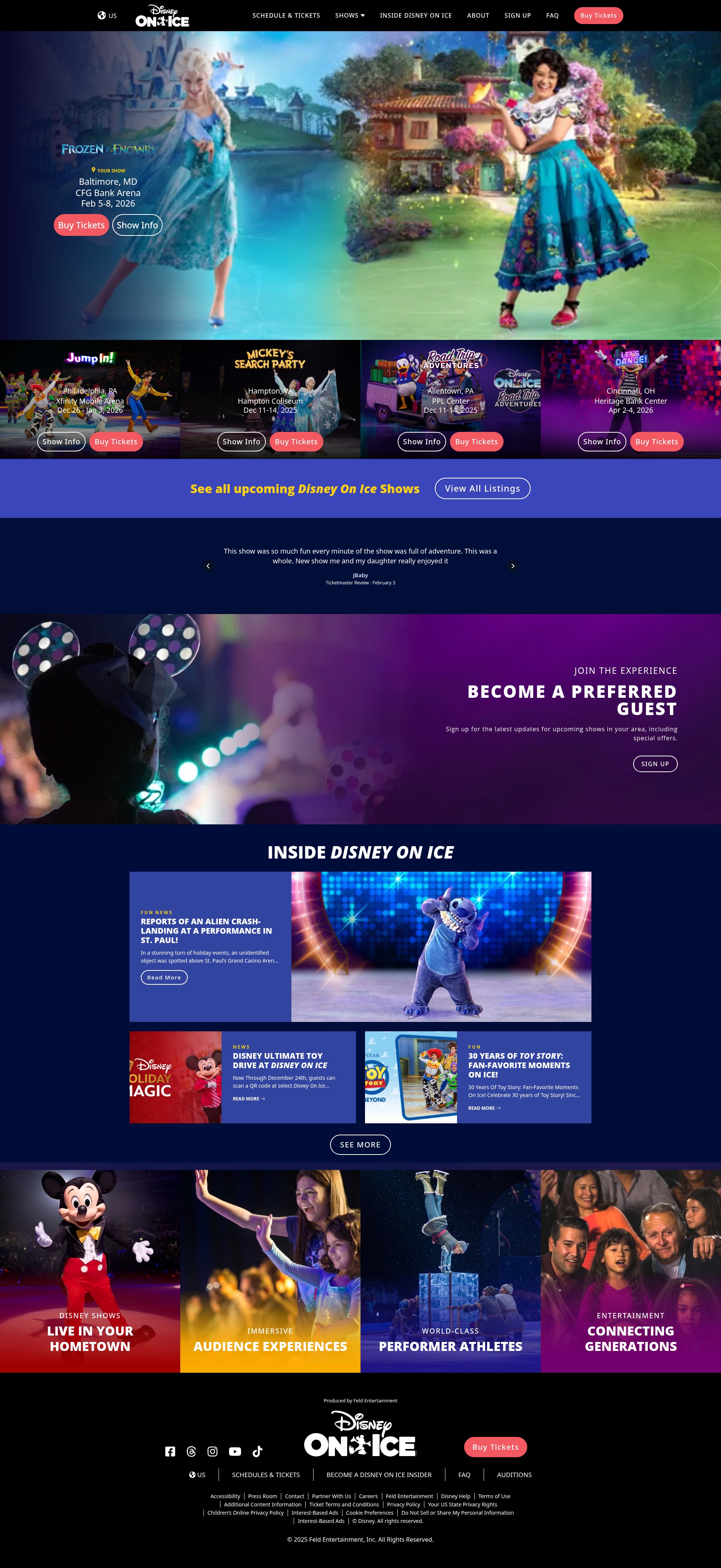 Screenshot of www.disneyonice.com