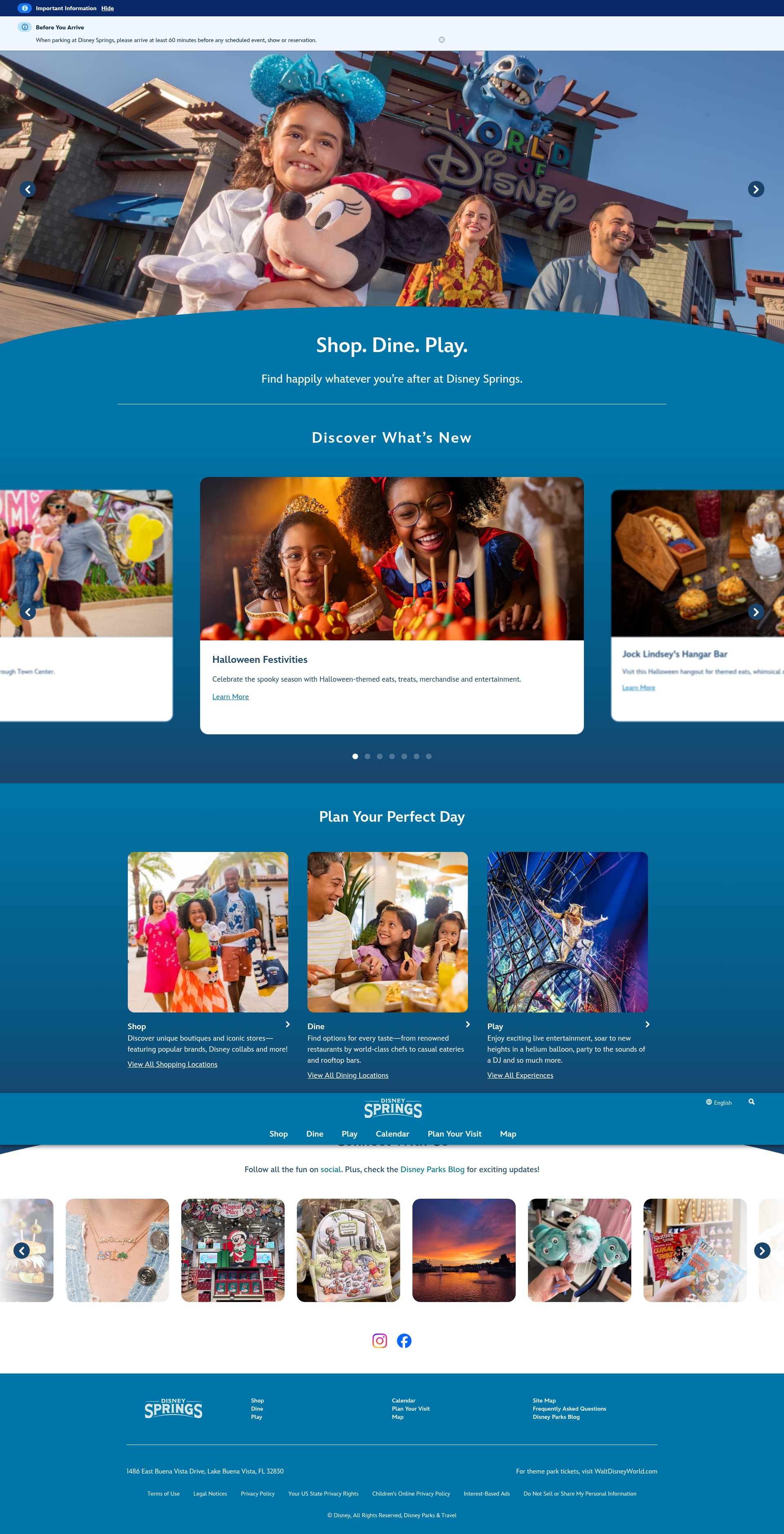 Screenshot of www.disneysprings.com