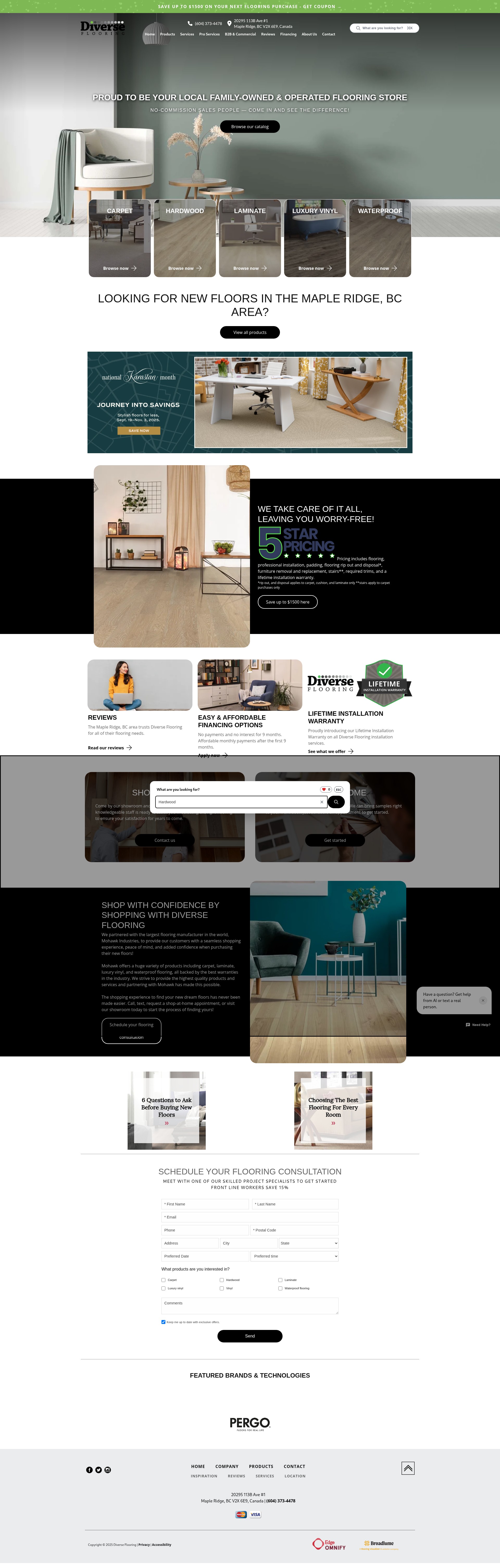 Screenshot of www.diverseflooring.ca
