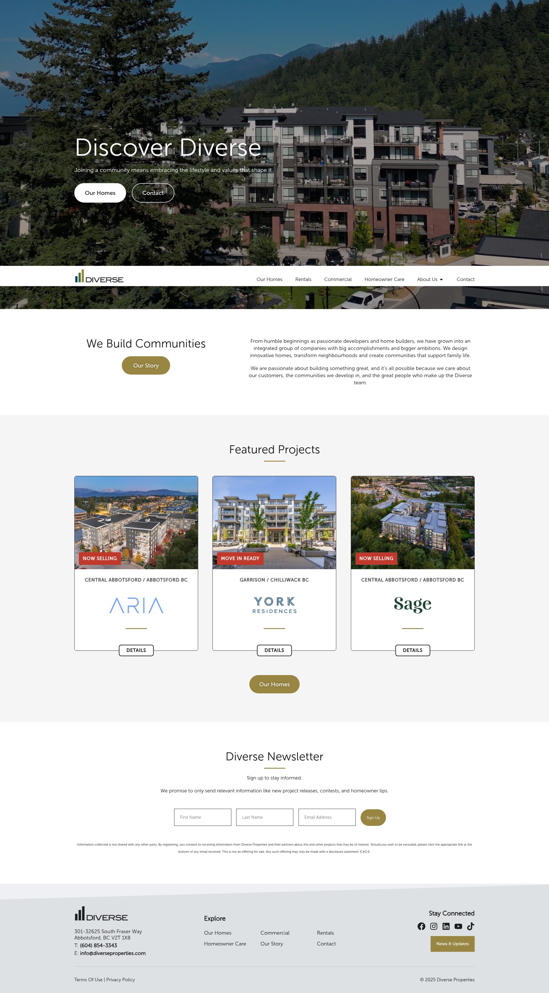 Screenshot of www.diverseproperties.com