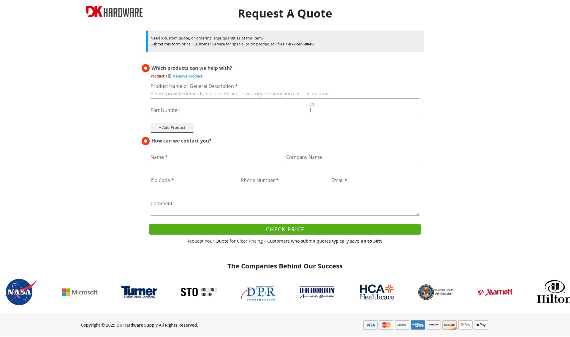 Screenshot of www.dkhardware.com
