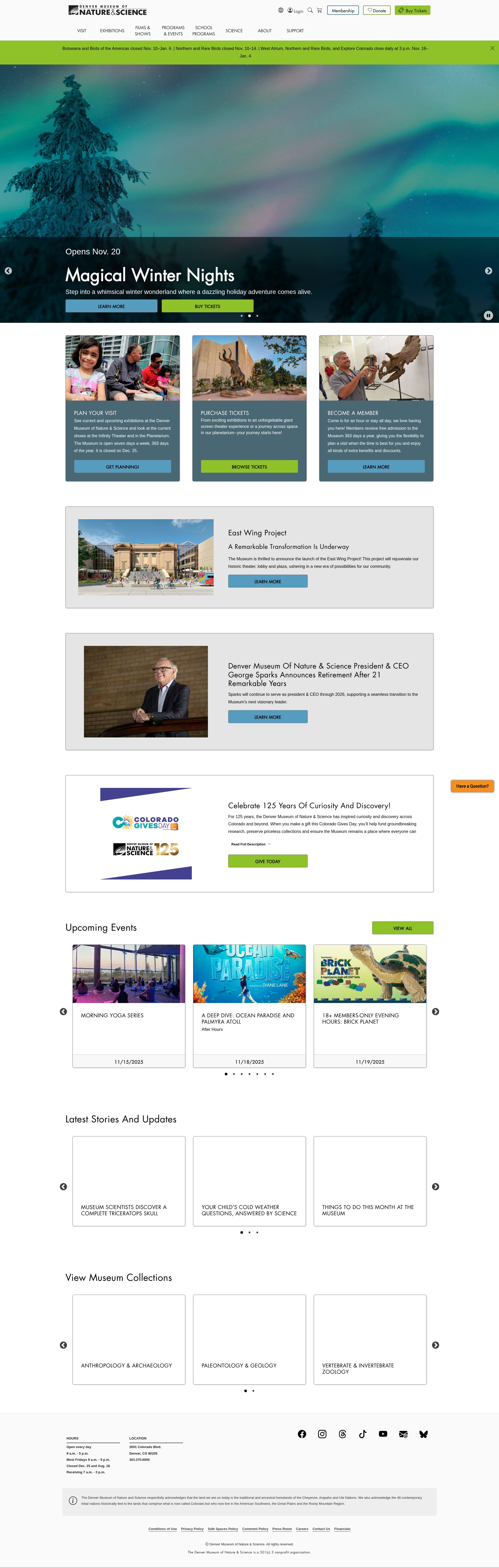 Screenshot of www.dmns.org