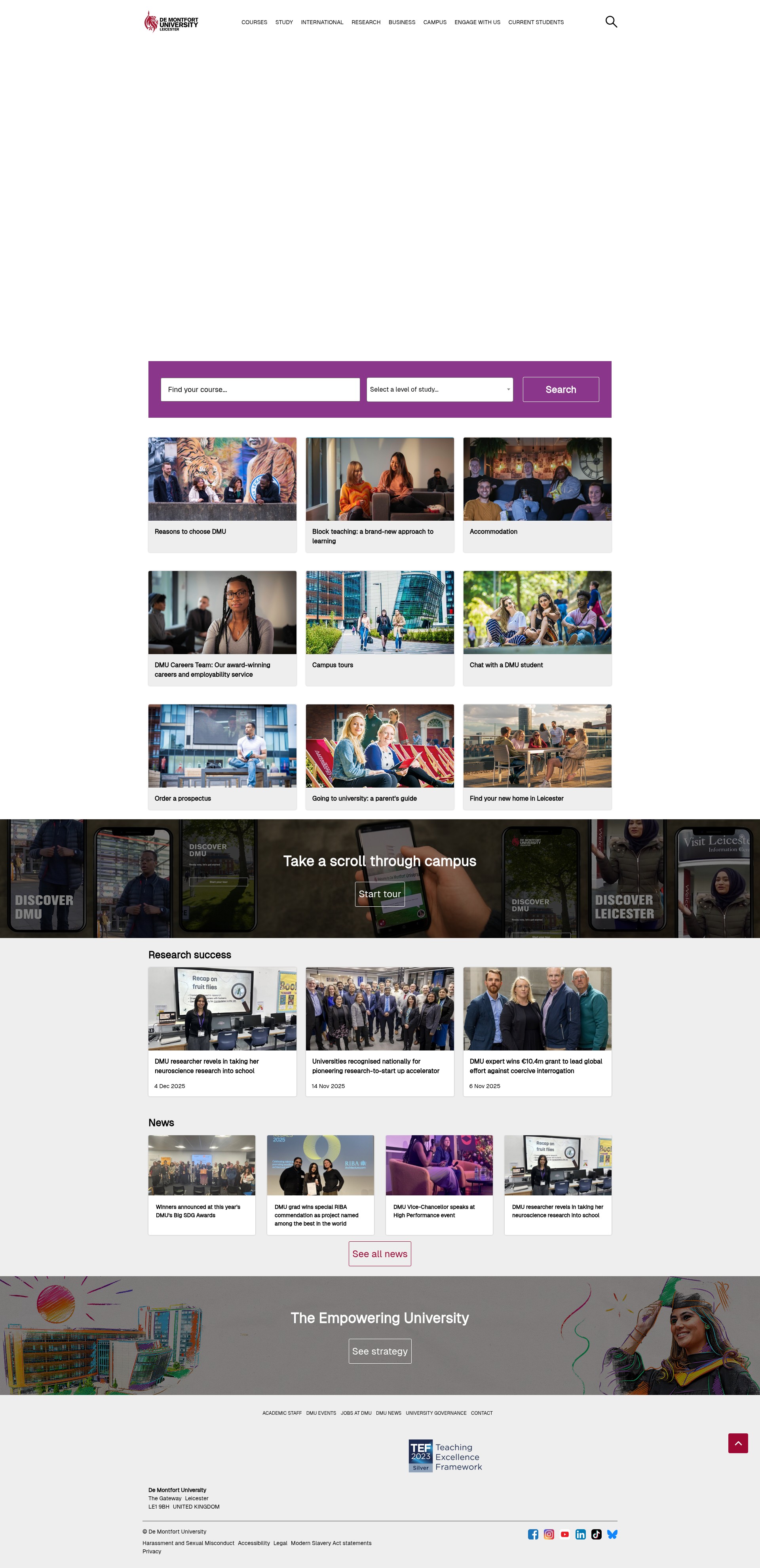 Screenshot of www.dmu.ac.uk