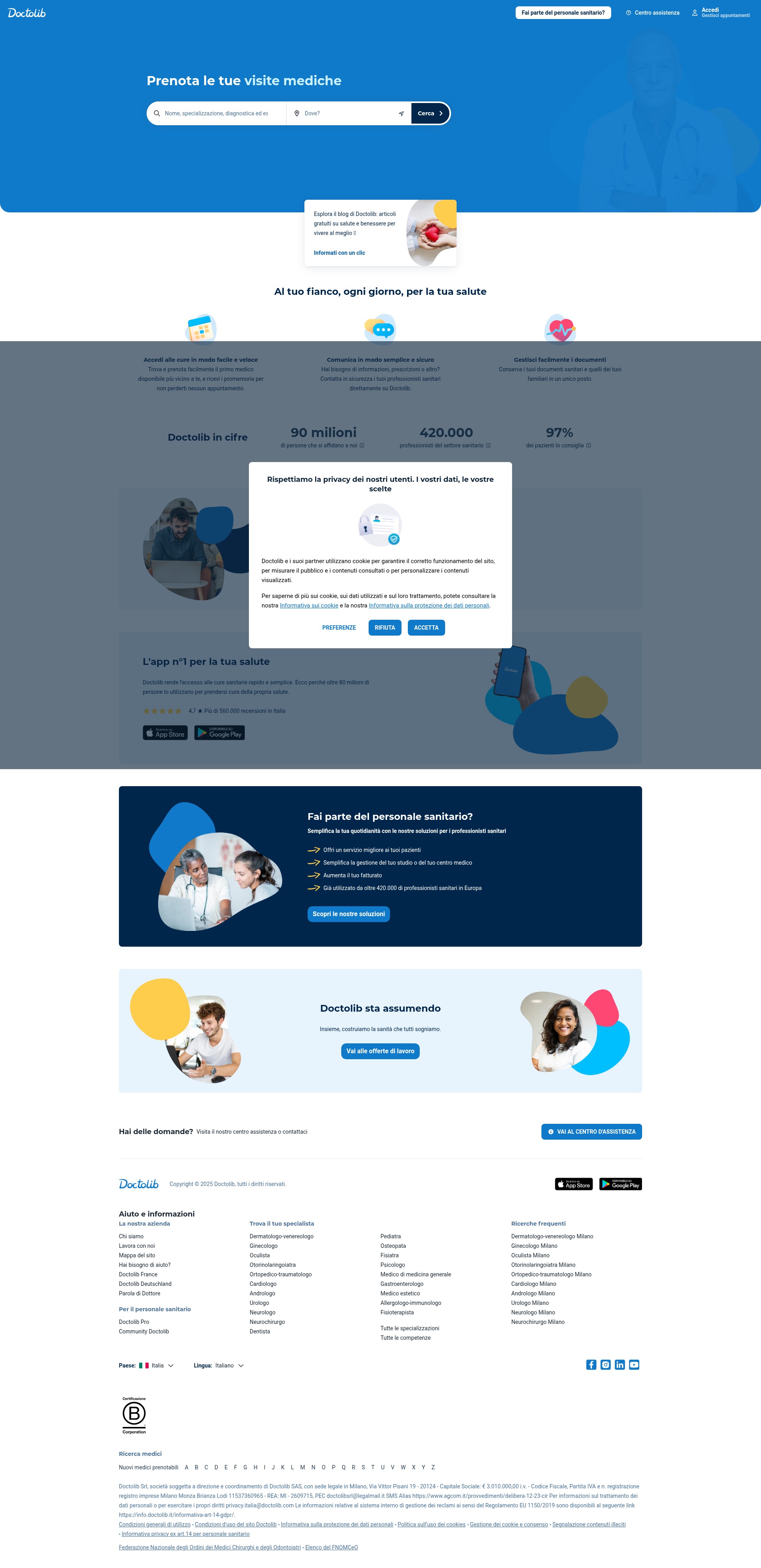 Screenshot of www.doctolib.it