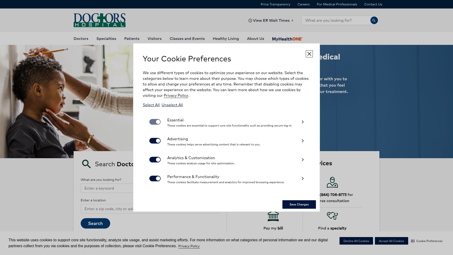 Screenshot of www.doctors-hospital.net