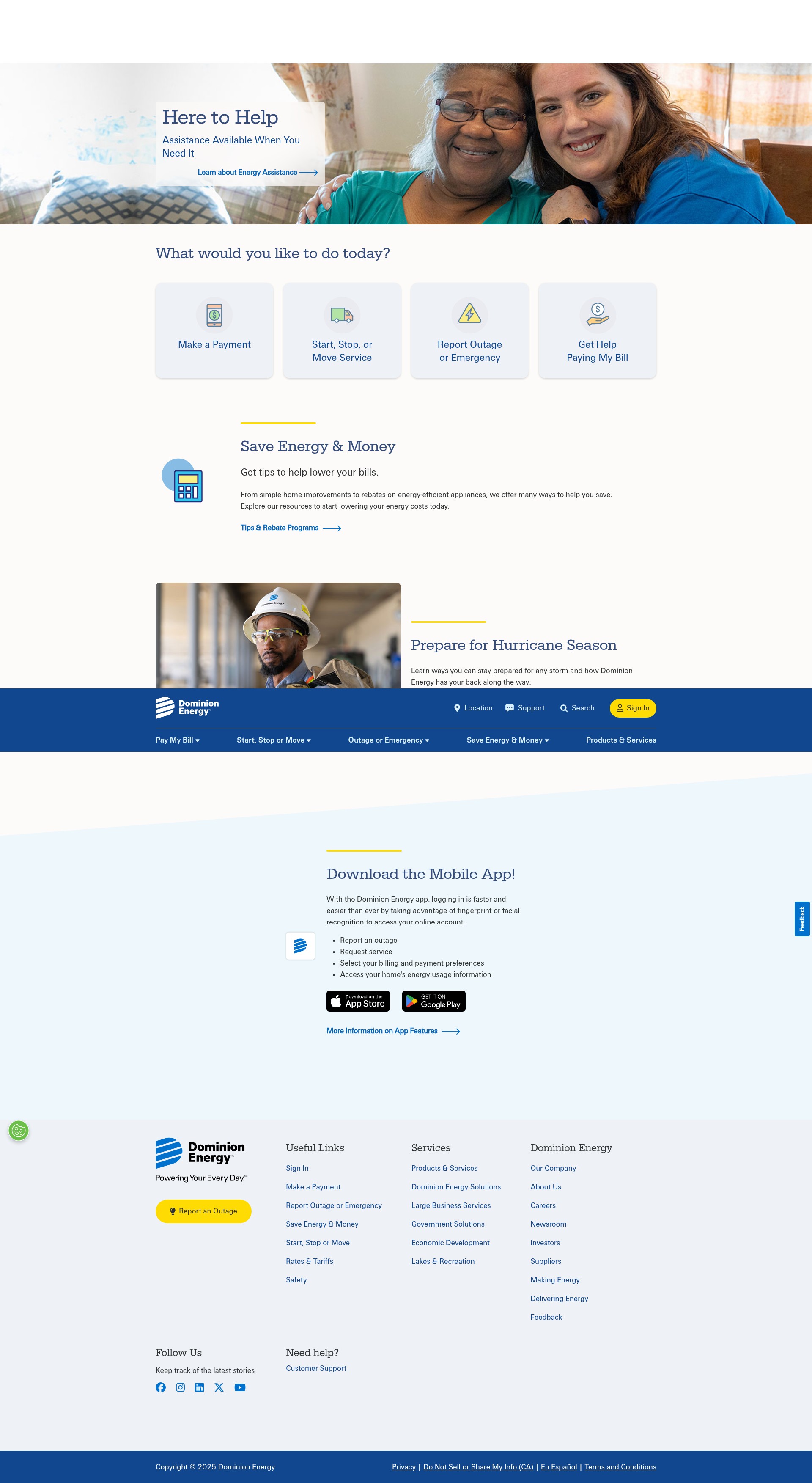 Screenshot of www.dominionenergy.com