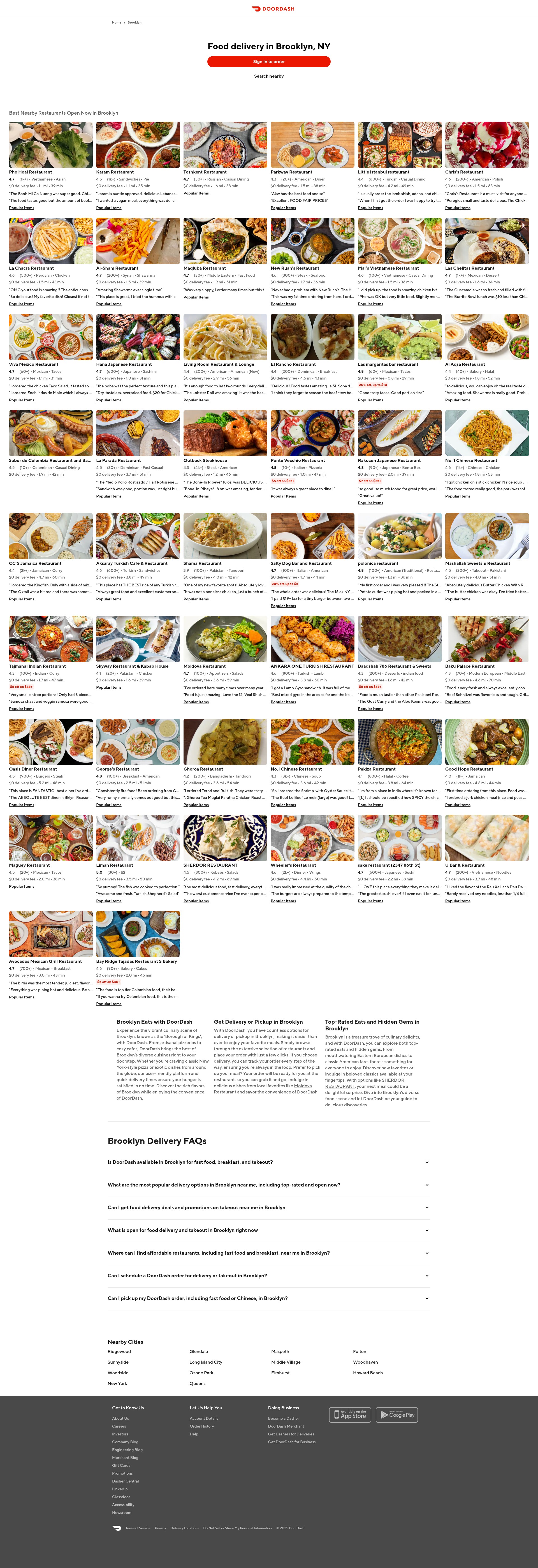 Screenshot of www.doordash.com