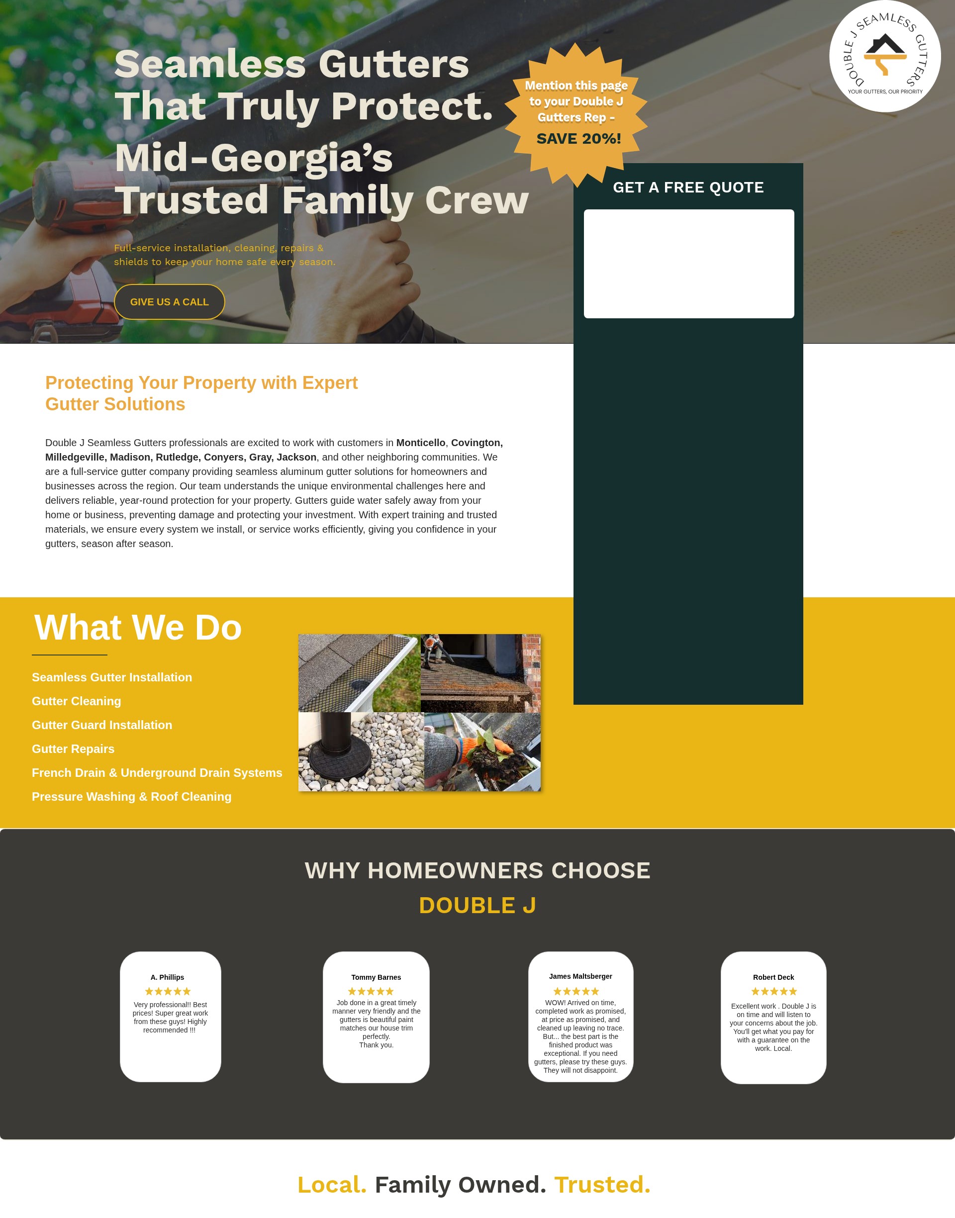 Screenshot of www.doublejseamlessgutters.com