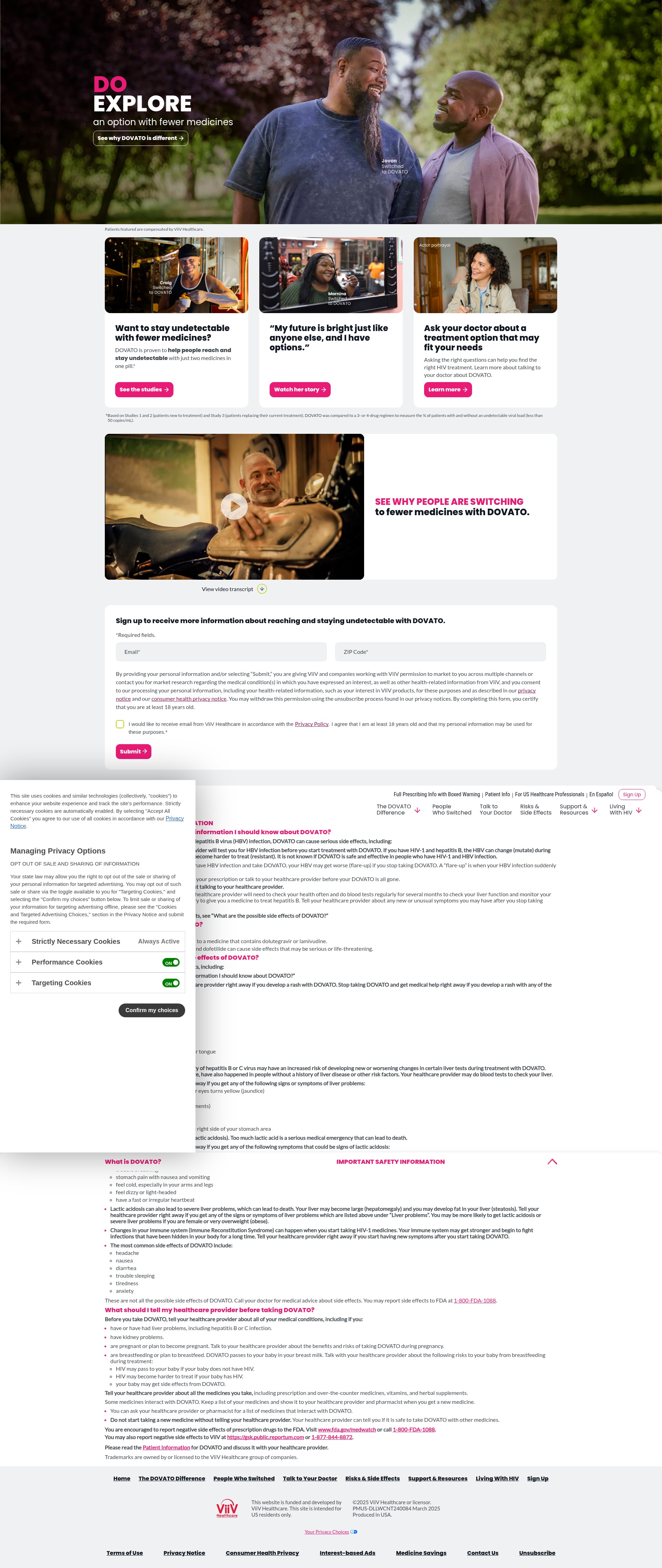 Screenshot of www.dovato.com