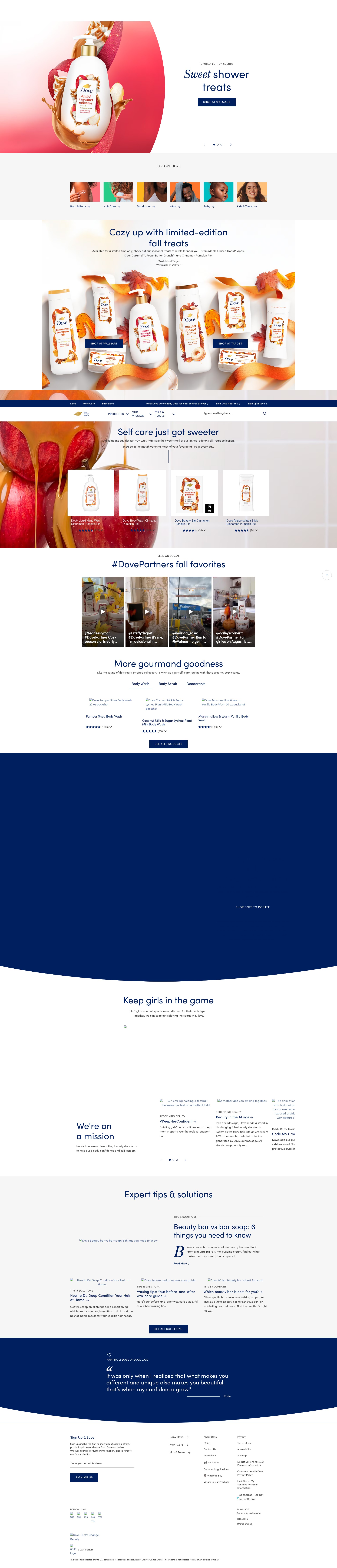 Screenshot of www.dove.com