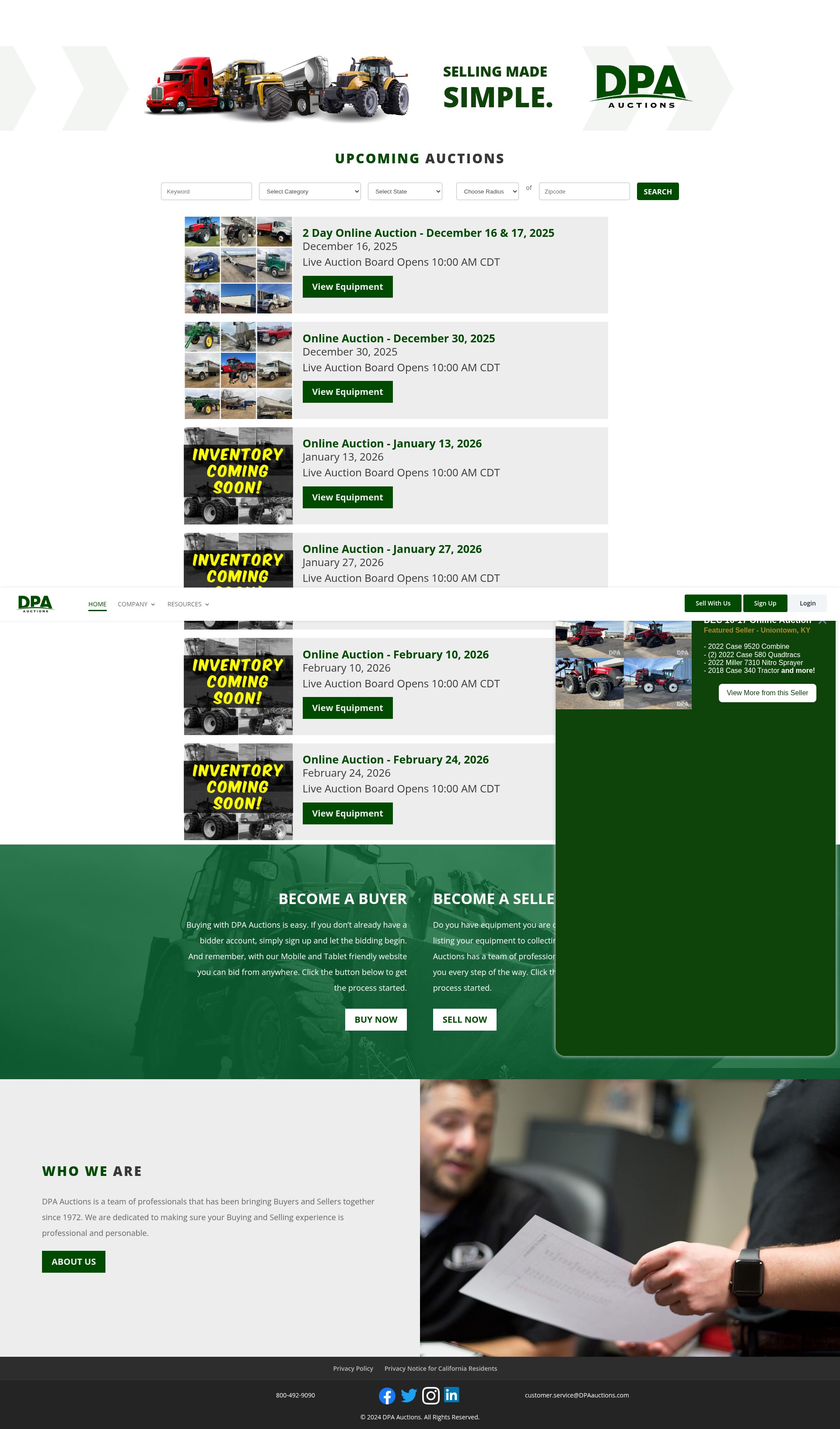 Screenshot of www.dpaauctions.com