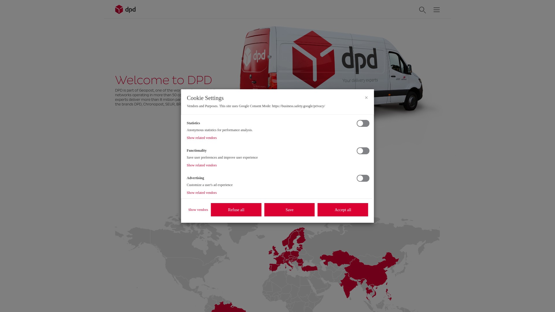 Screenshot of www.dpd.com