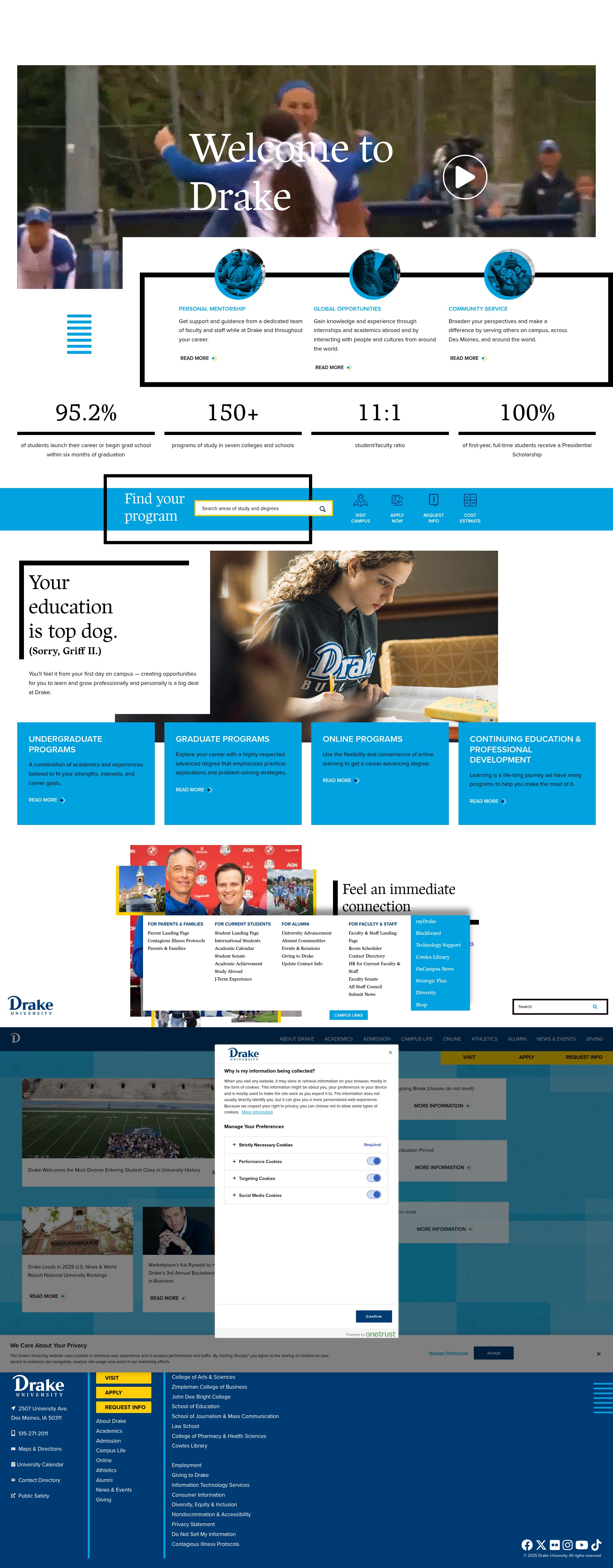 Screenshot of www.drake.edu