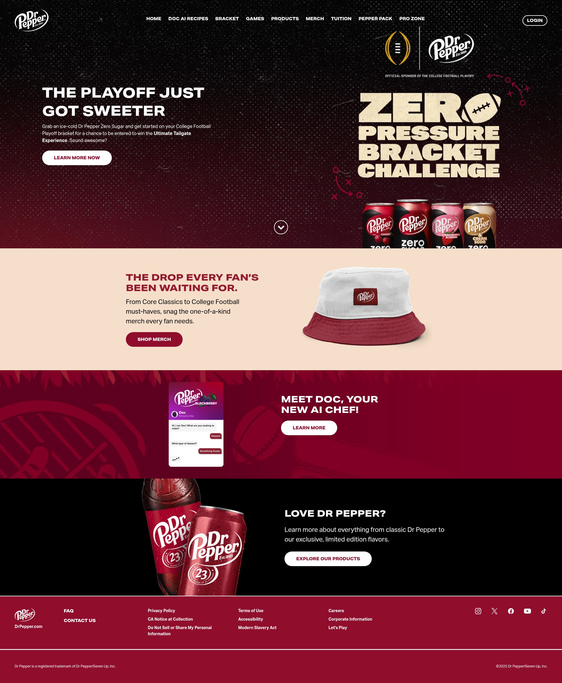 Screenshot of www.drpepper.com