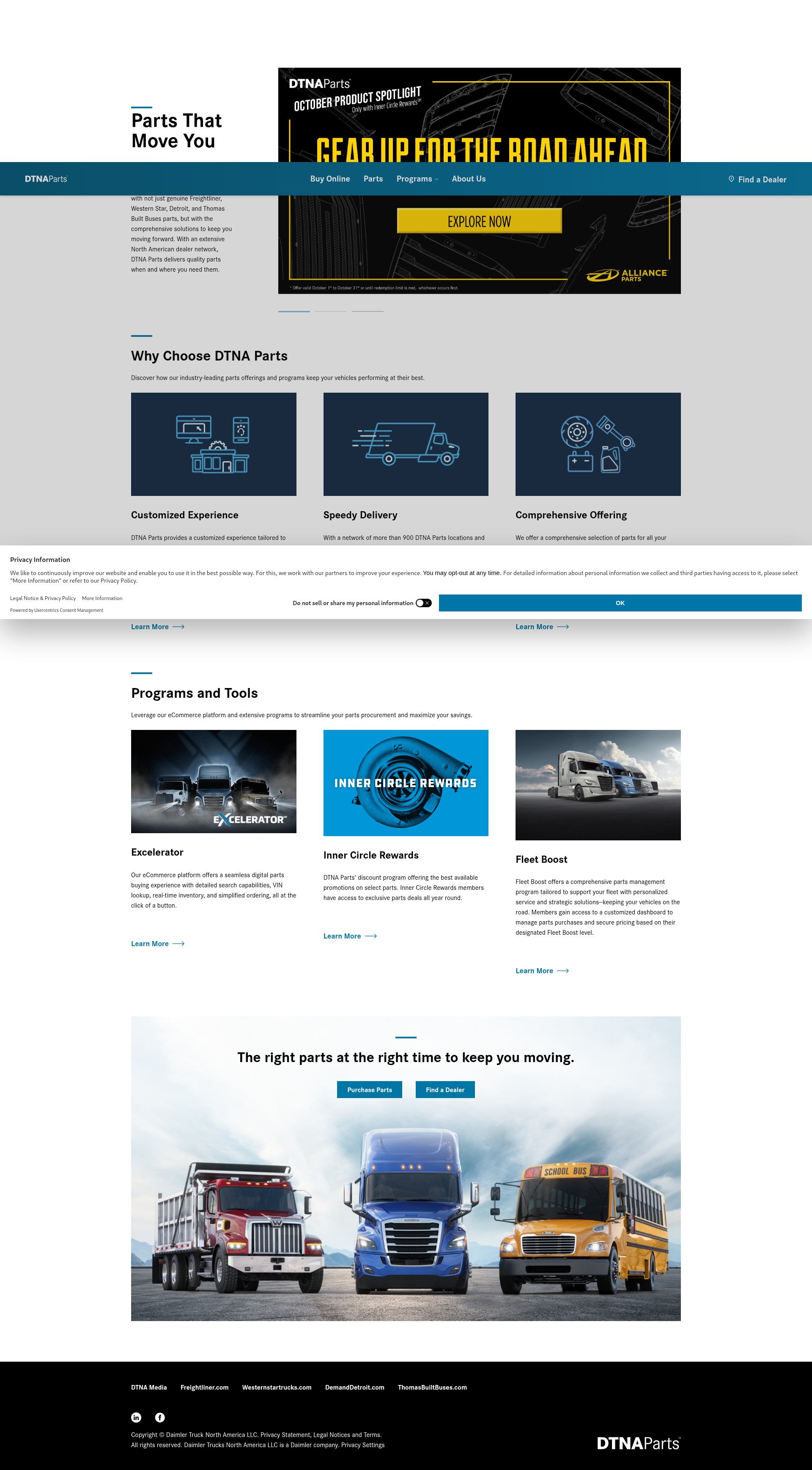 Screenshot of www.dtnaparts.com