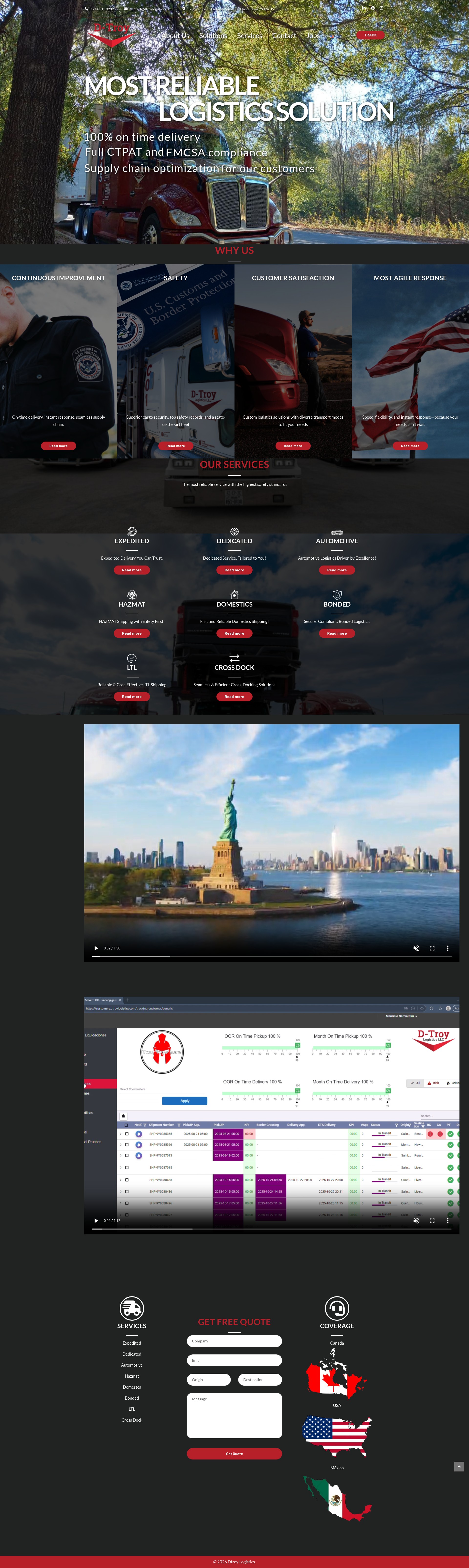 Screenshot of www.dtroylogistics.com