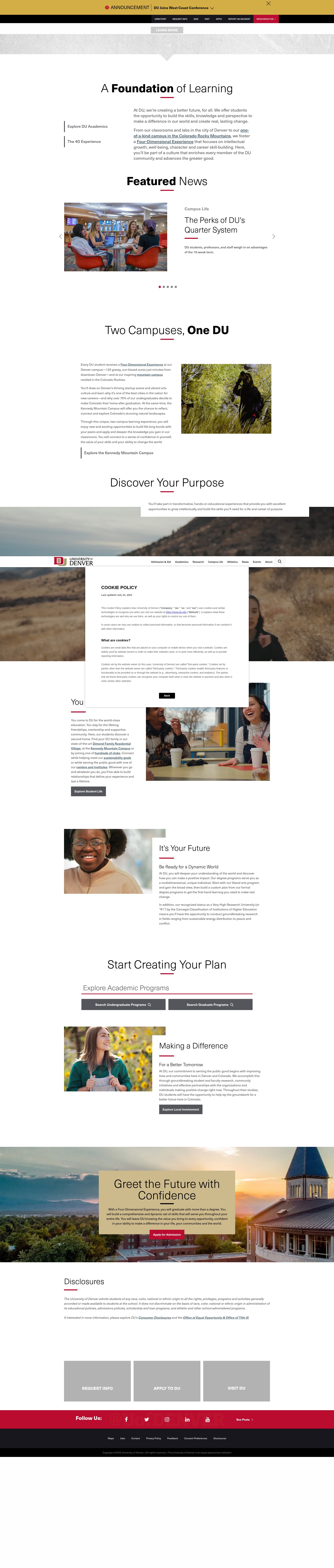 Screenshot of www.du.edu