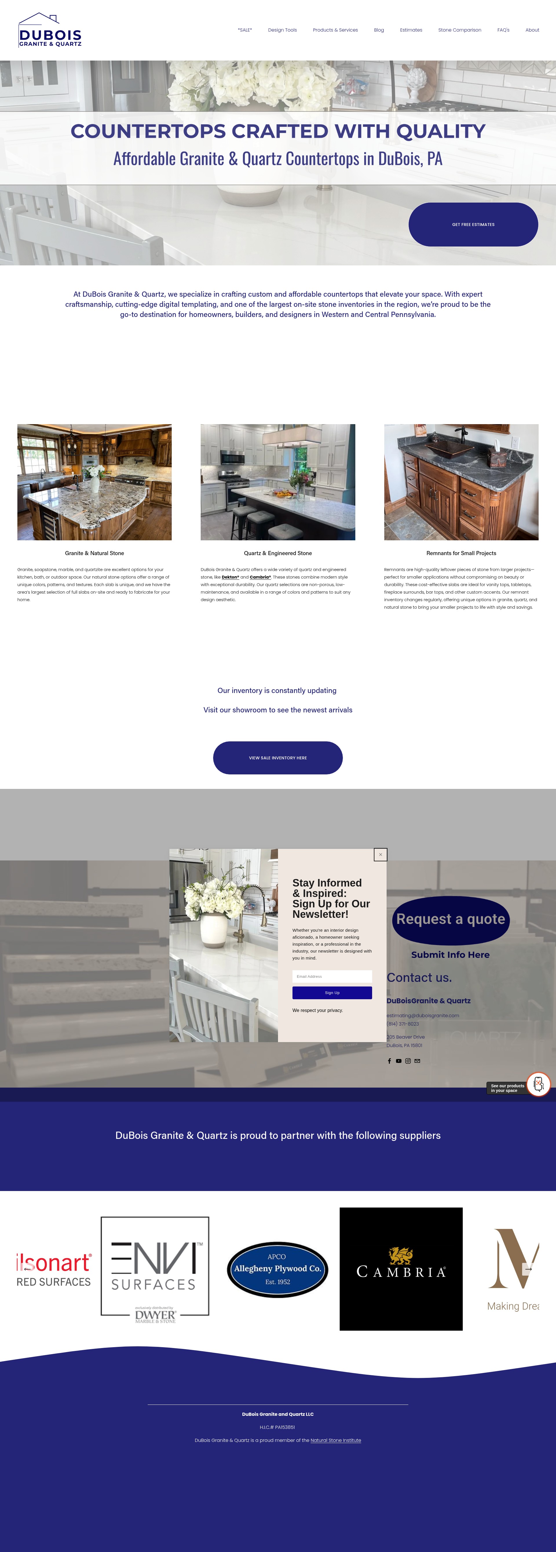 Screenshot of www.duboisgranite.com