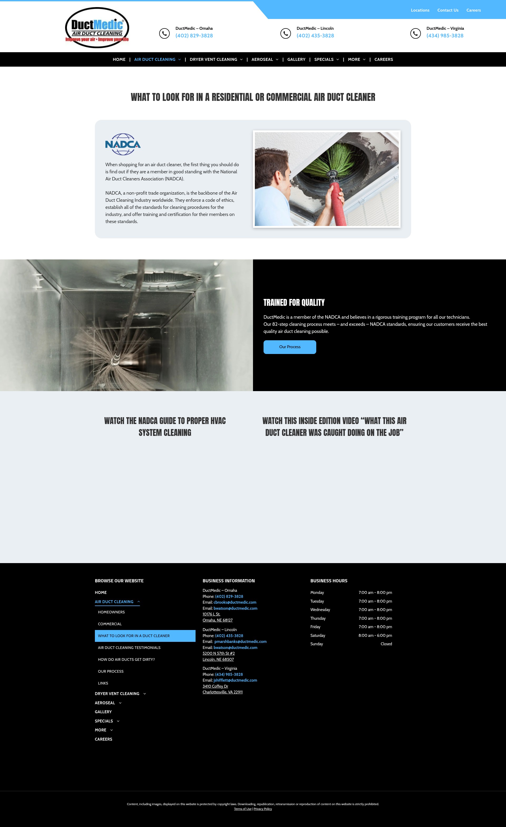 Screenshot of www.ductmedic.com