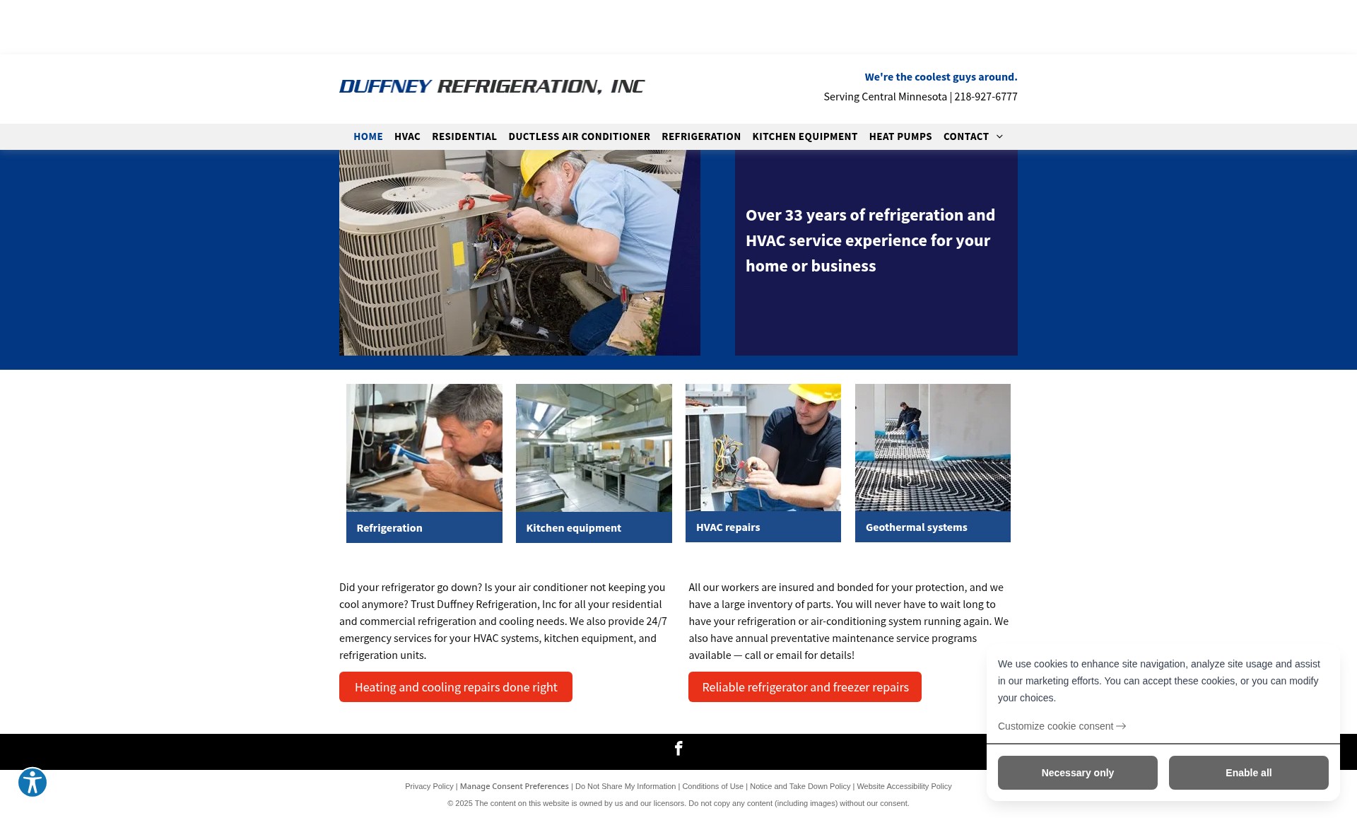 Screenshot of www.duffneyrefrigeration.com