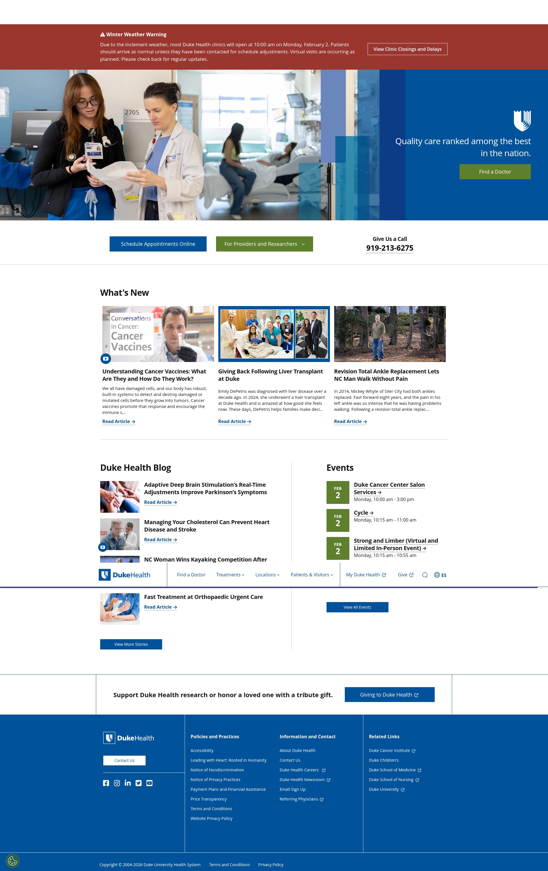 Screenshot of www.dukehealth.org