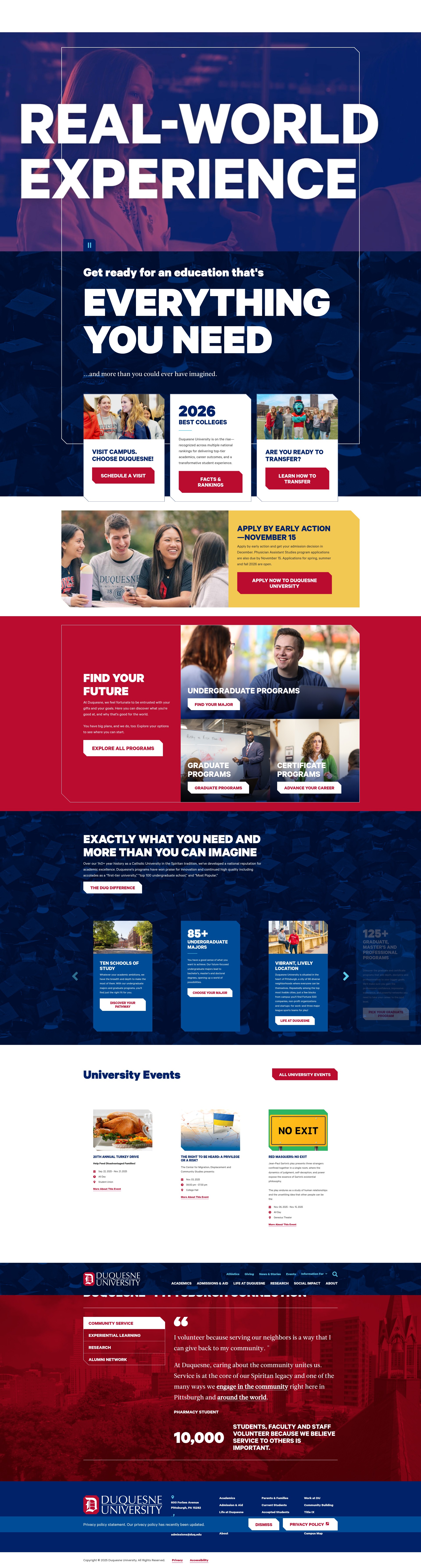 Screenshot of www.duq.edu