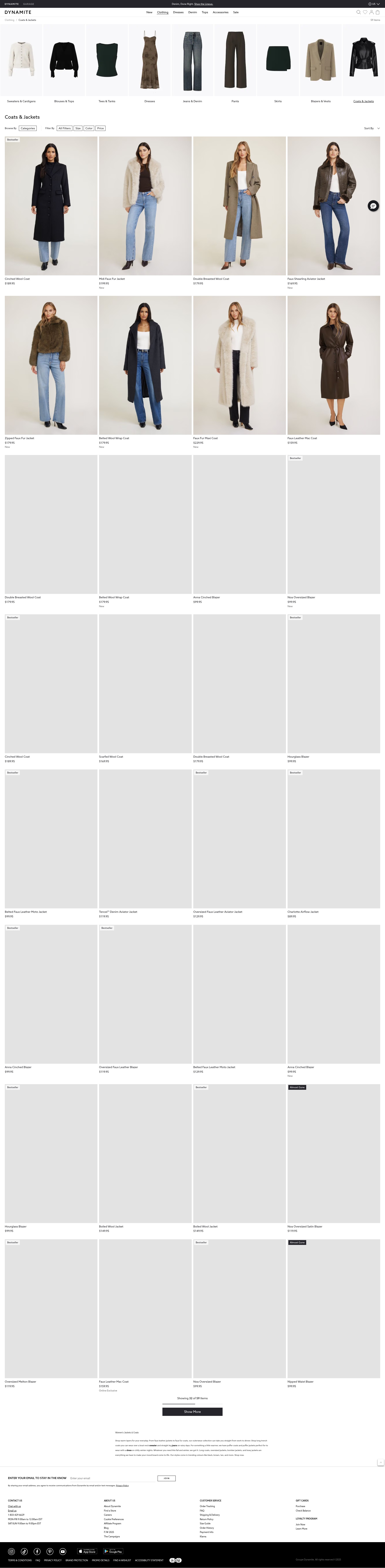 Screenshot of www.dynamiteclothing.com