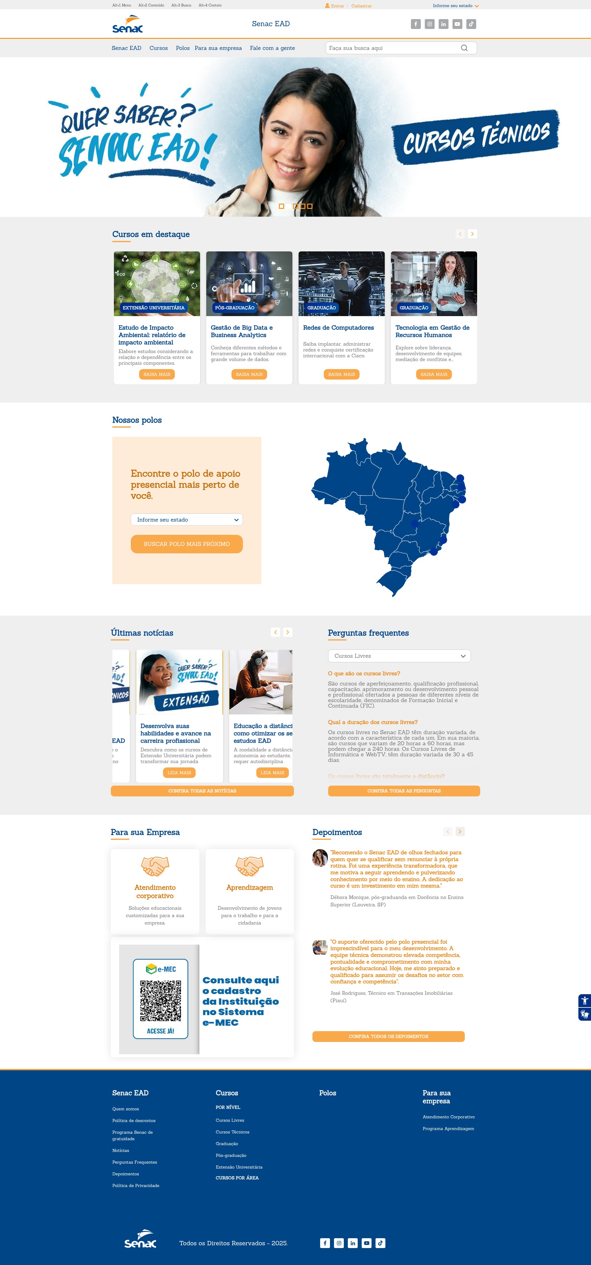 Screenshot of www.ead.senac.br