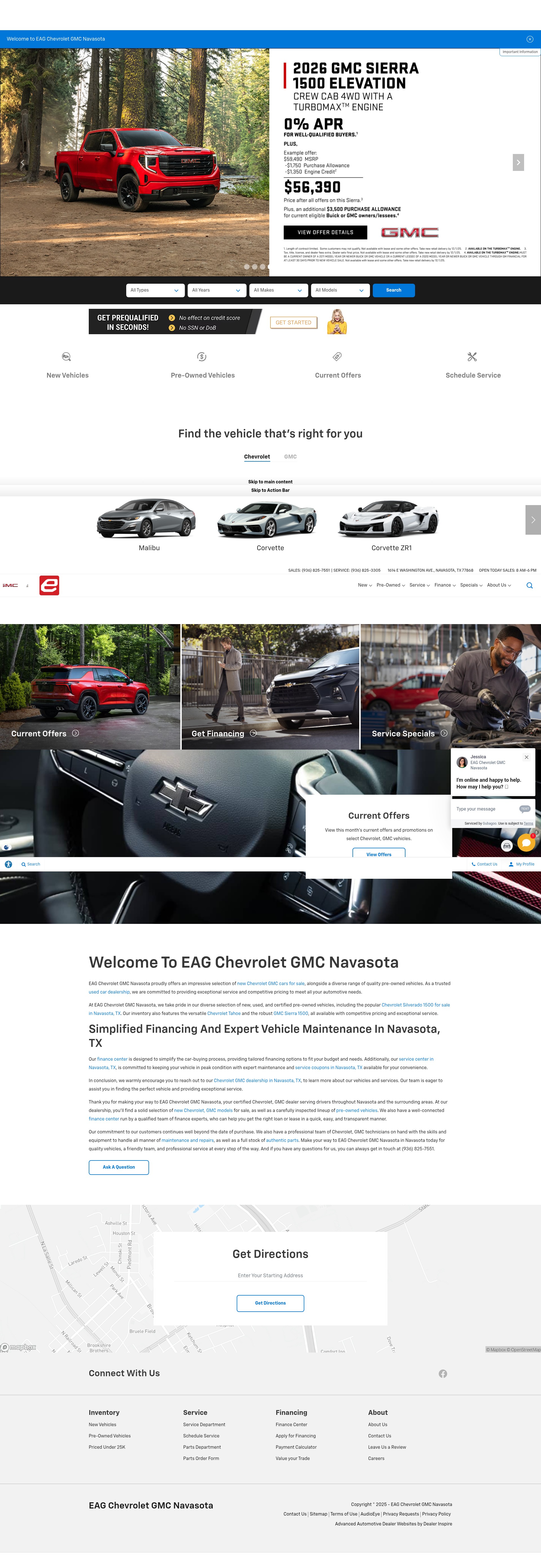 Screenshot of www.eagchevroletgmcnavasota.com