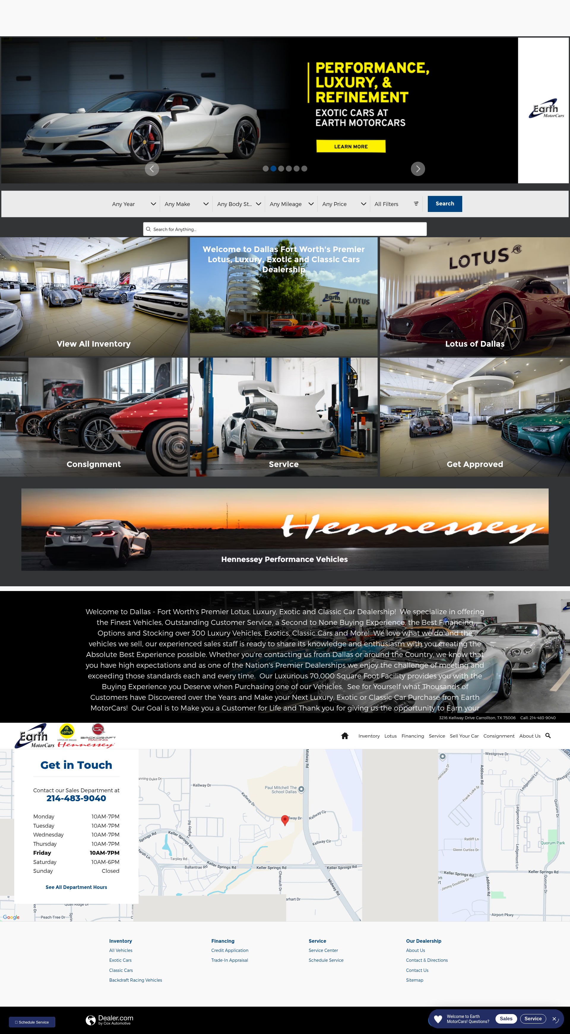 Screenshot of www.earthmotorcars.com