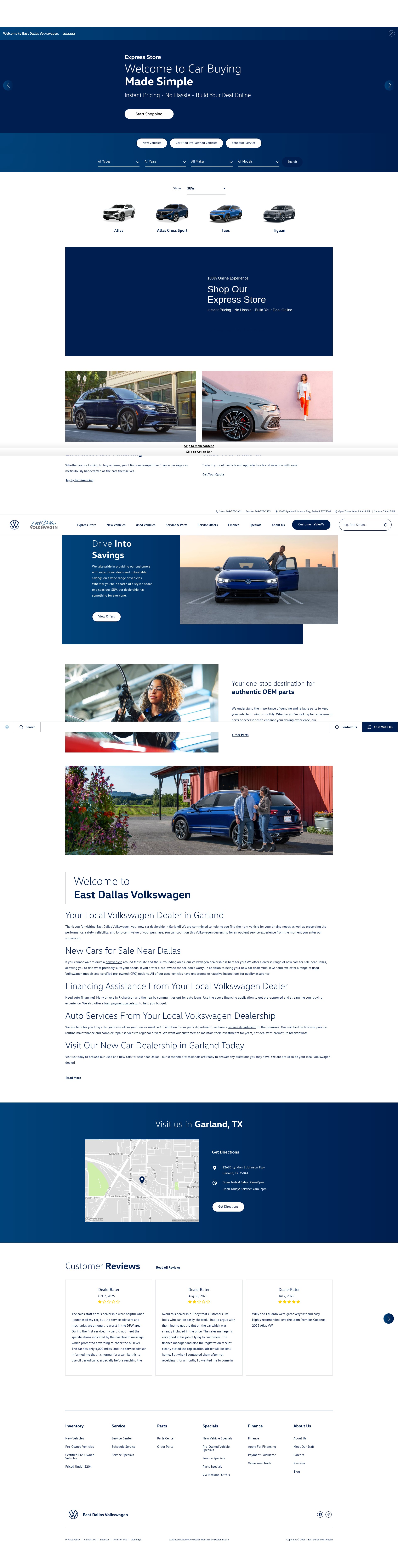 Screenshot of www.eastdallasvw.com