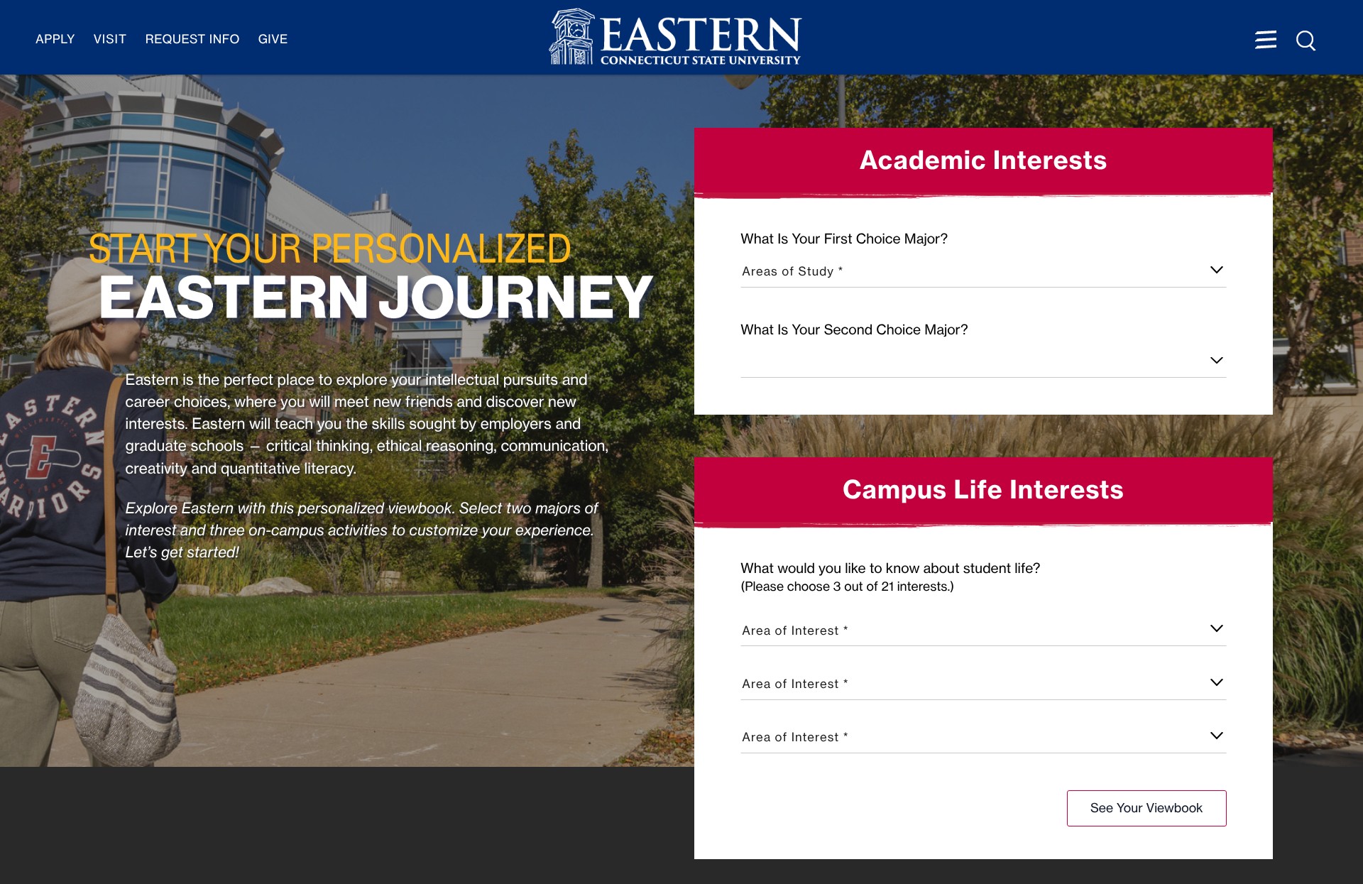 Screenshot of www.easternct.edu