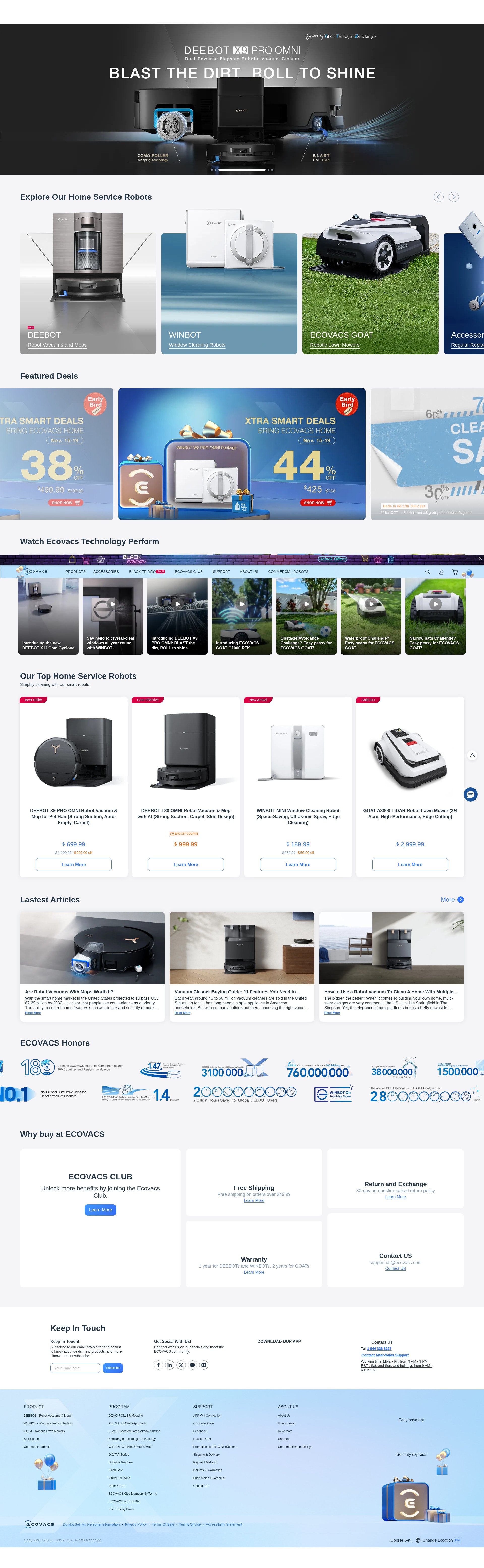 Screenshot of www.ecovacs.com